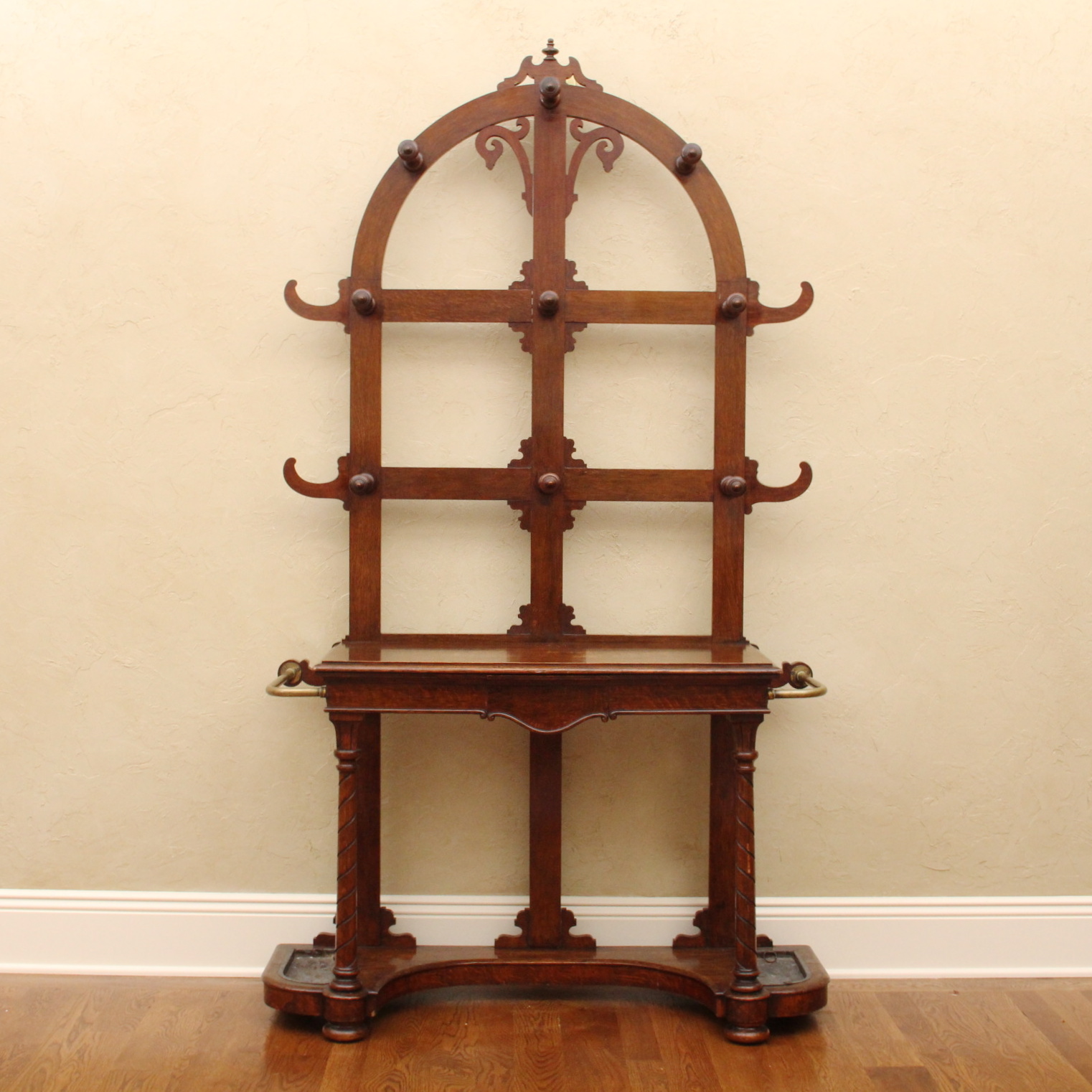Antique English Oak Hall Tree