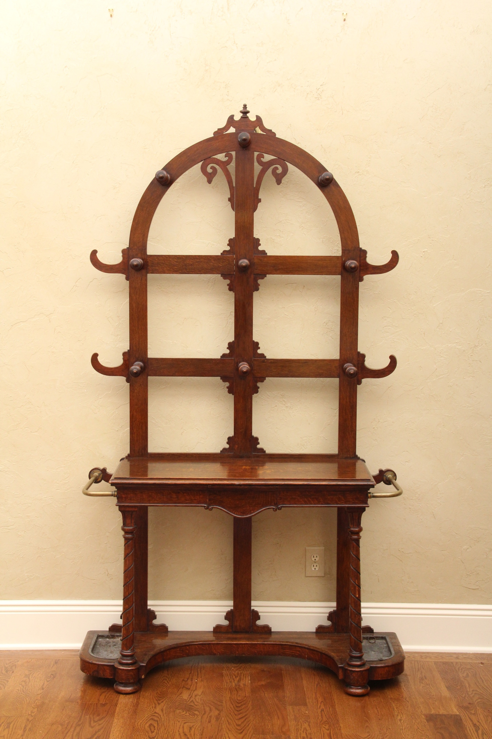 Antique English Oak Hall Tree
