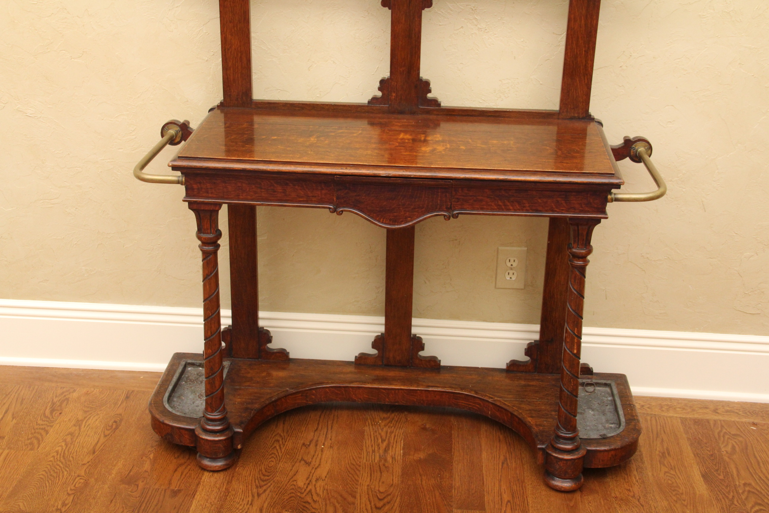 Antique English Oak Hall Tree