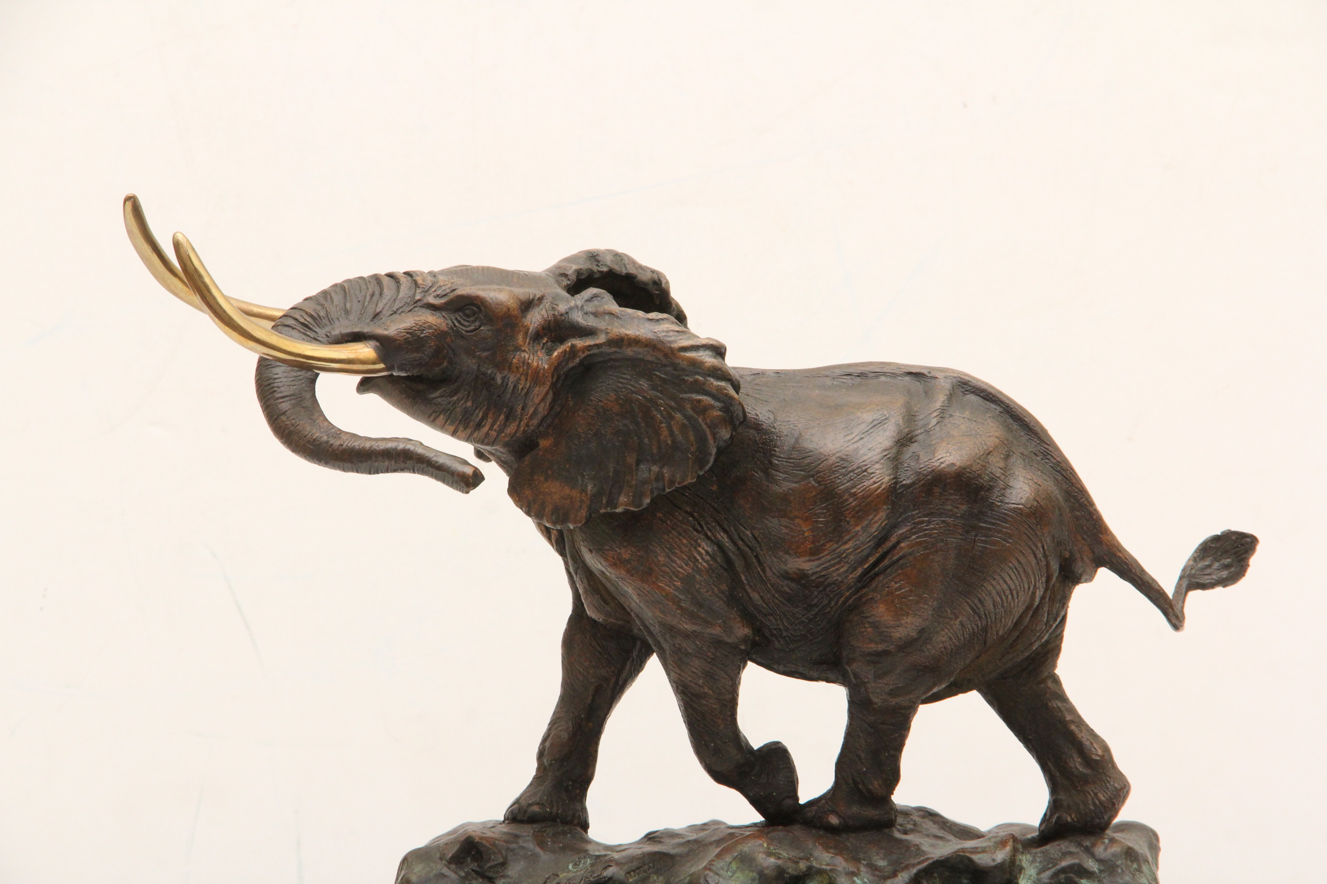 David Schaefer Cast Bronze African Elephant Statue