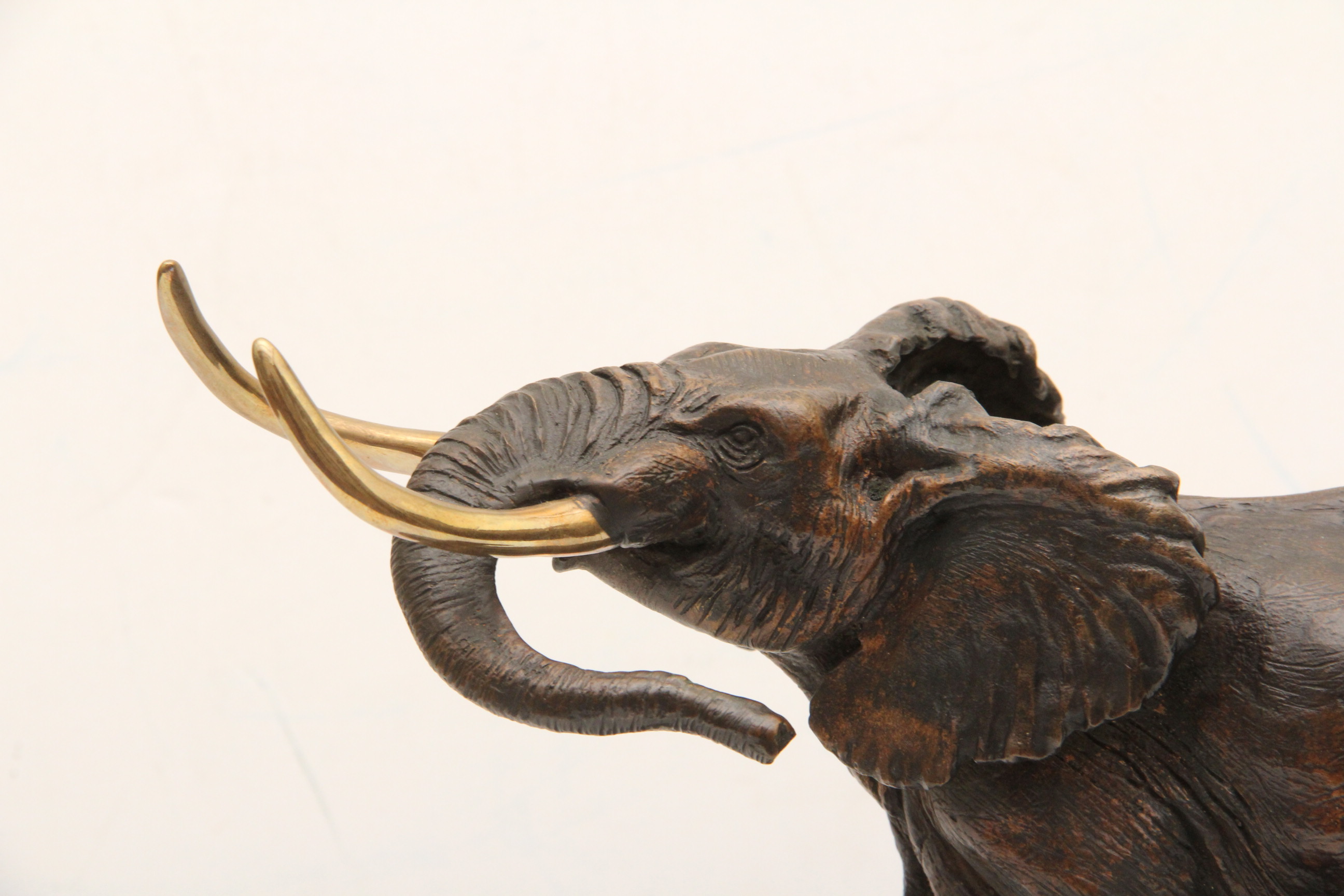 David Schaefer Cast Bronze African Elephant Statue