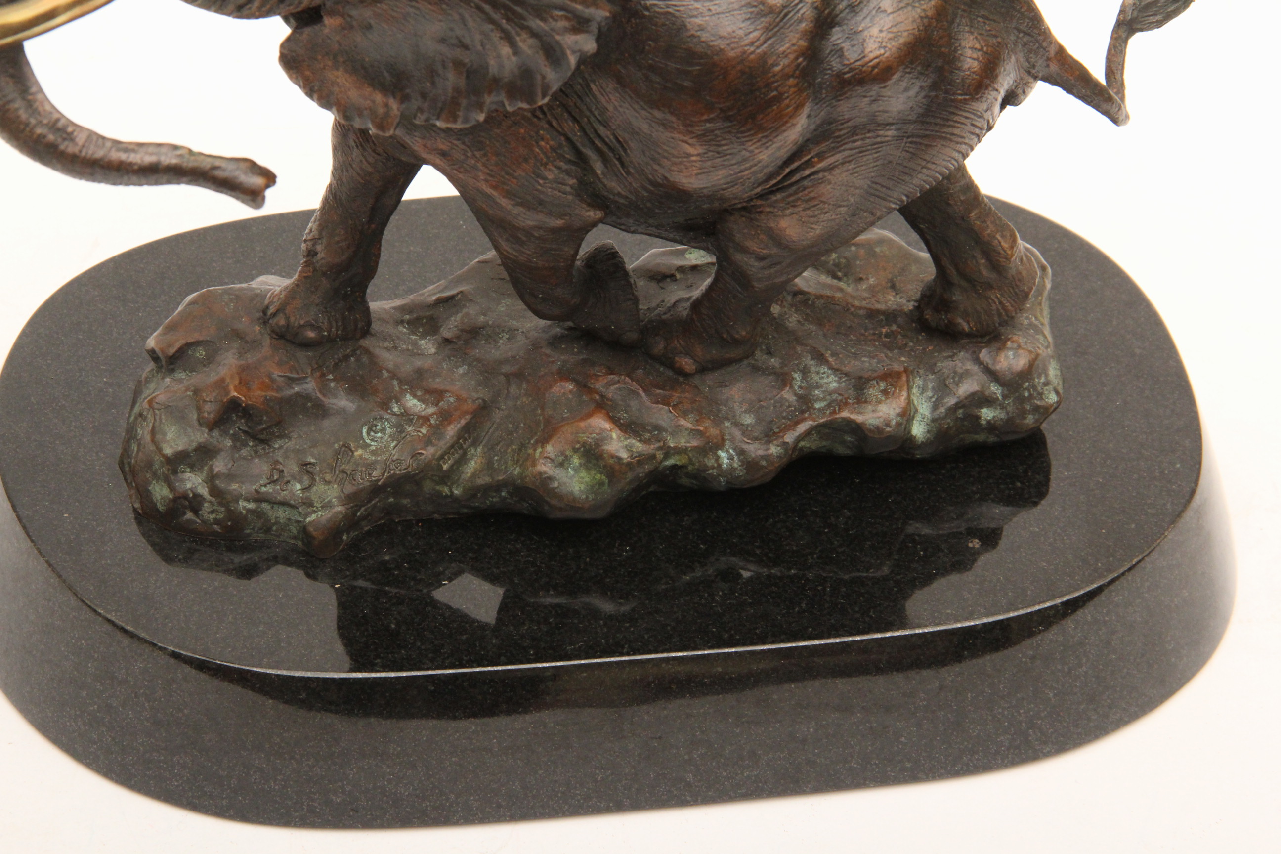 David Schaefer Cast Bronze African Elephant Statue
