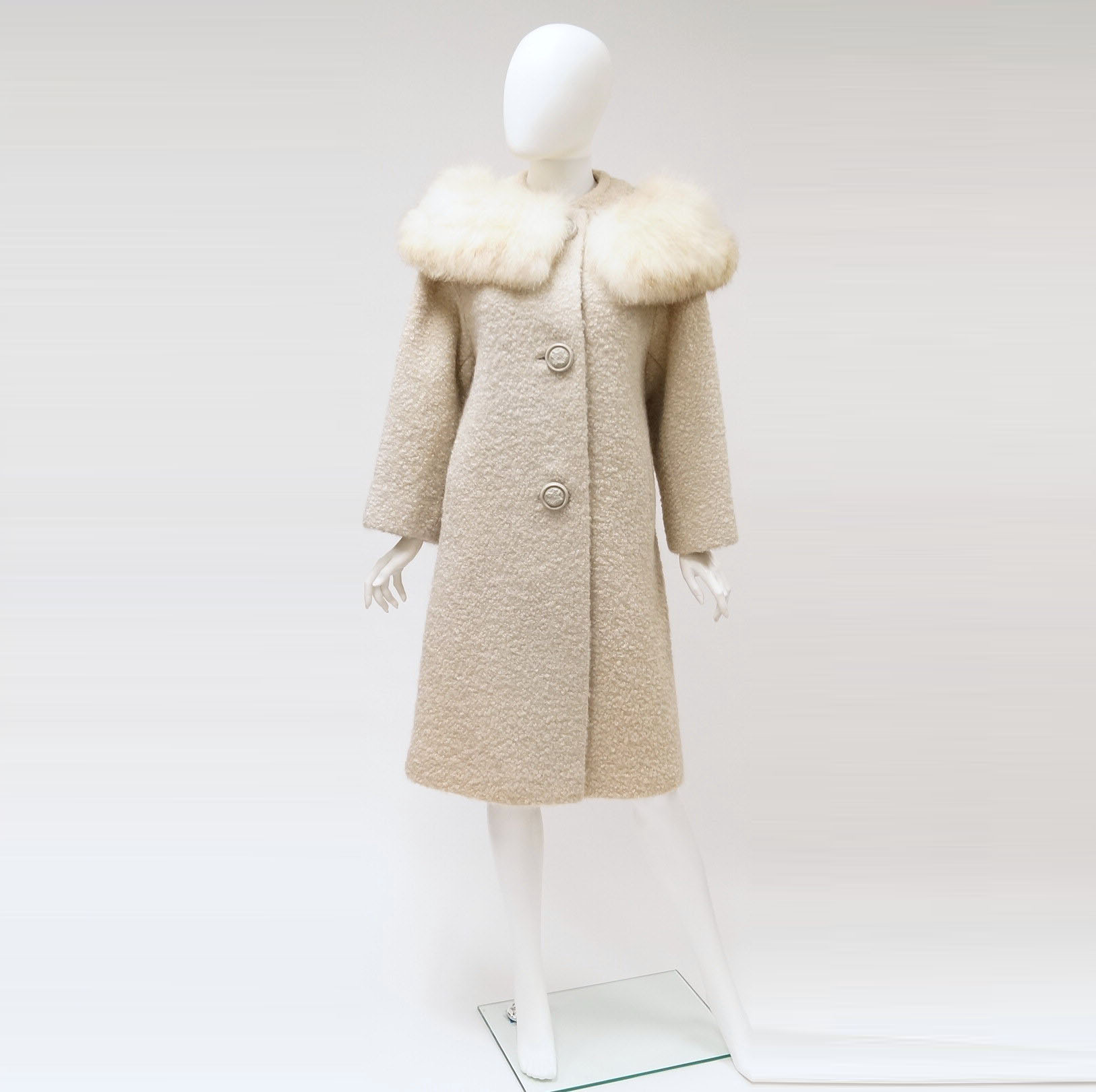 Women's Vintage Coat with Rabbit Fur Collar