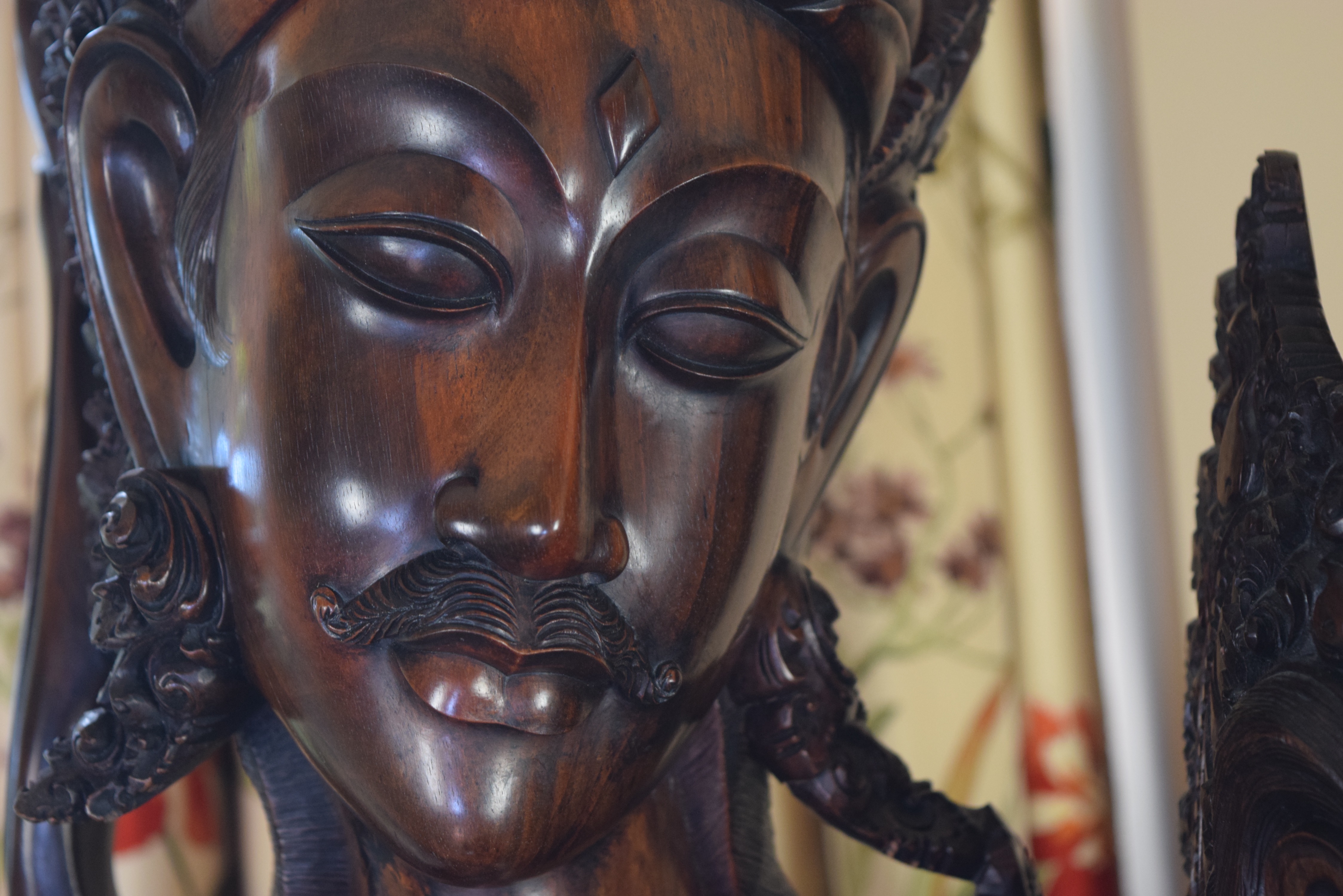 Life Size Hand Carved Balinese Statue in Ebony Wood of Love Gods Rama and Sita