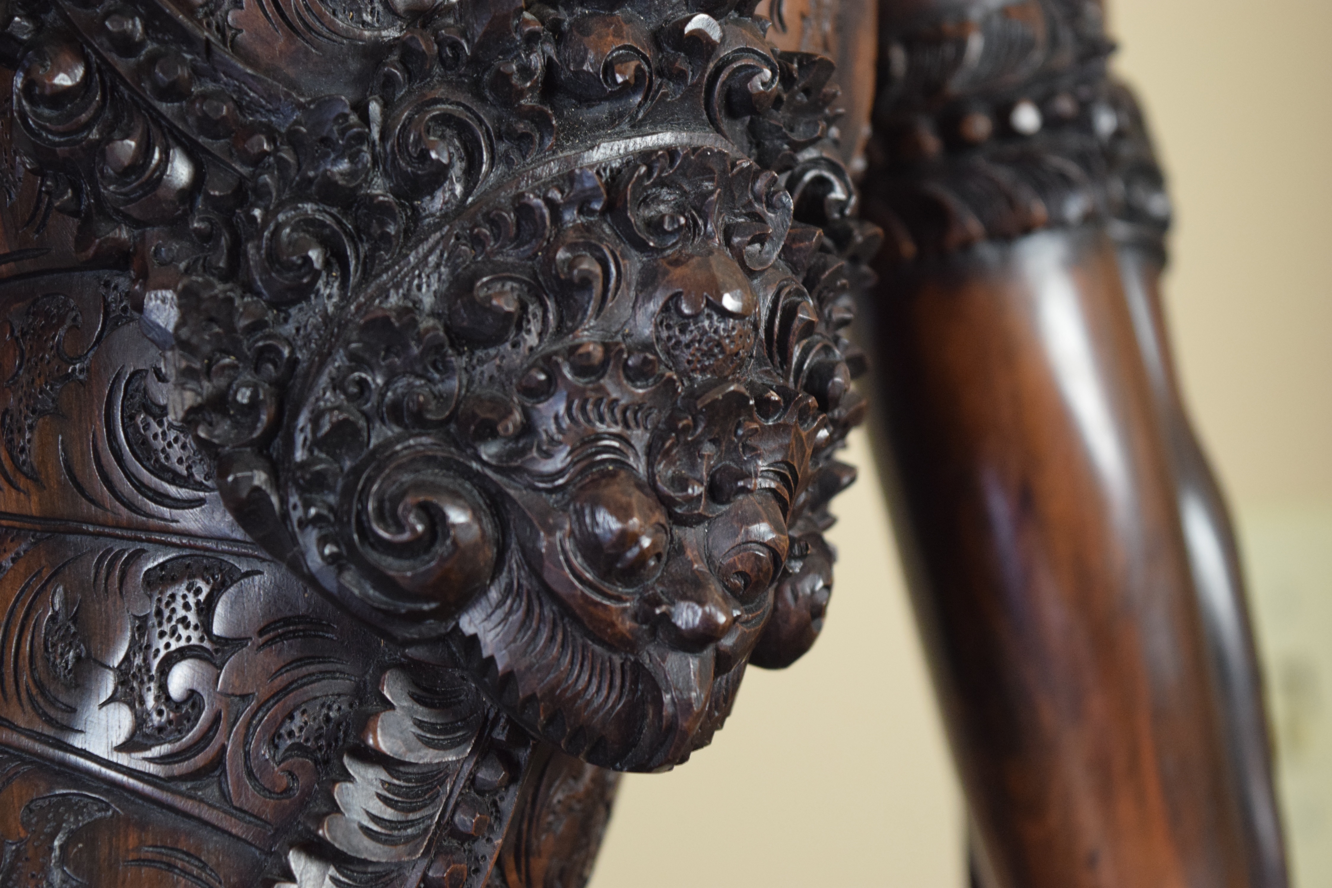 Life Size Hand Carved Balinese Statue in Ebony Wood of Love Gods Rama and Sita