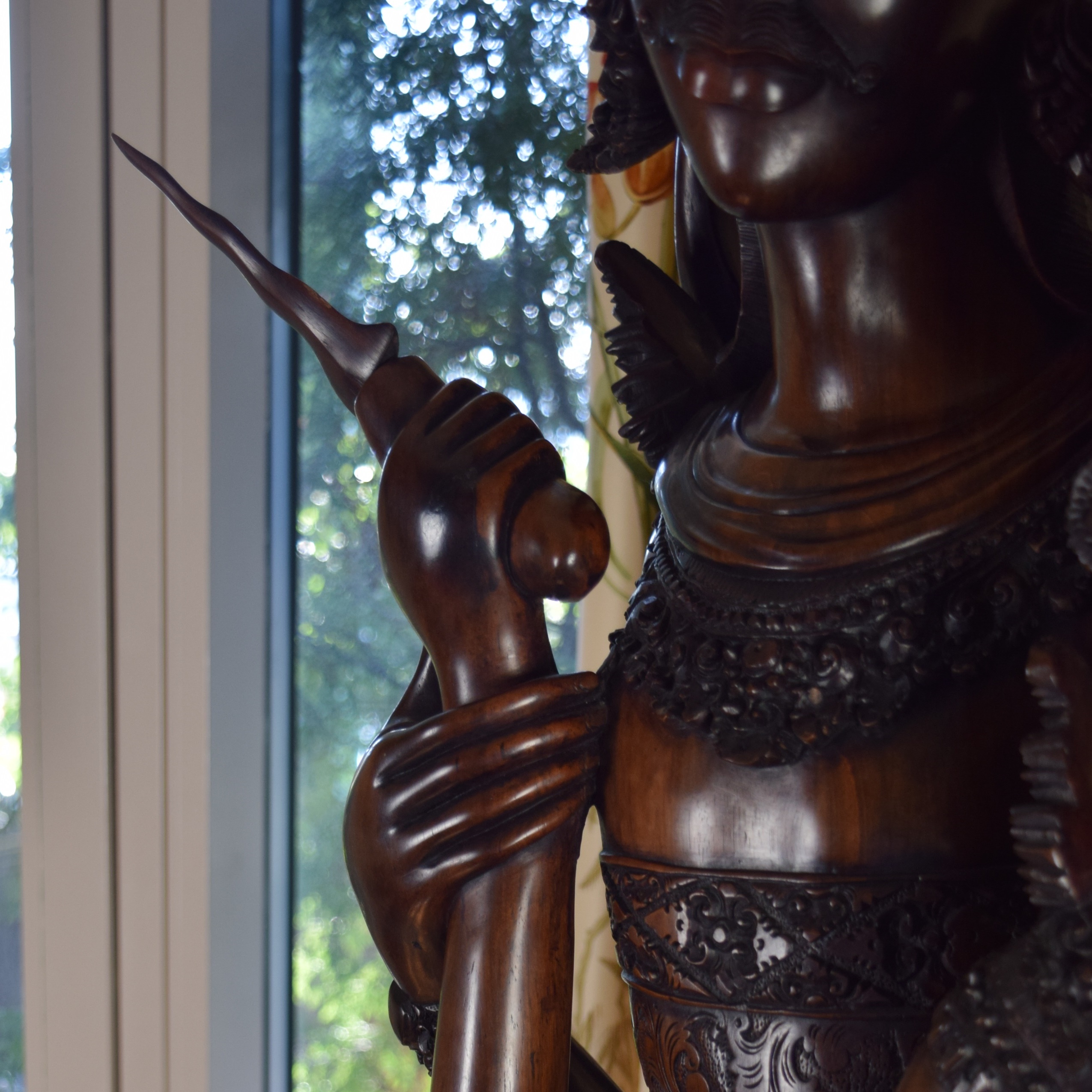Life Size Hand Carved Balinese Statue in Ebony Wood of Love Gods Rama and Sita