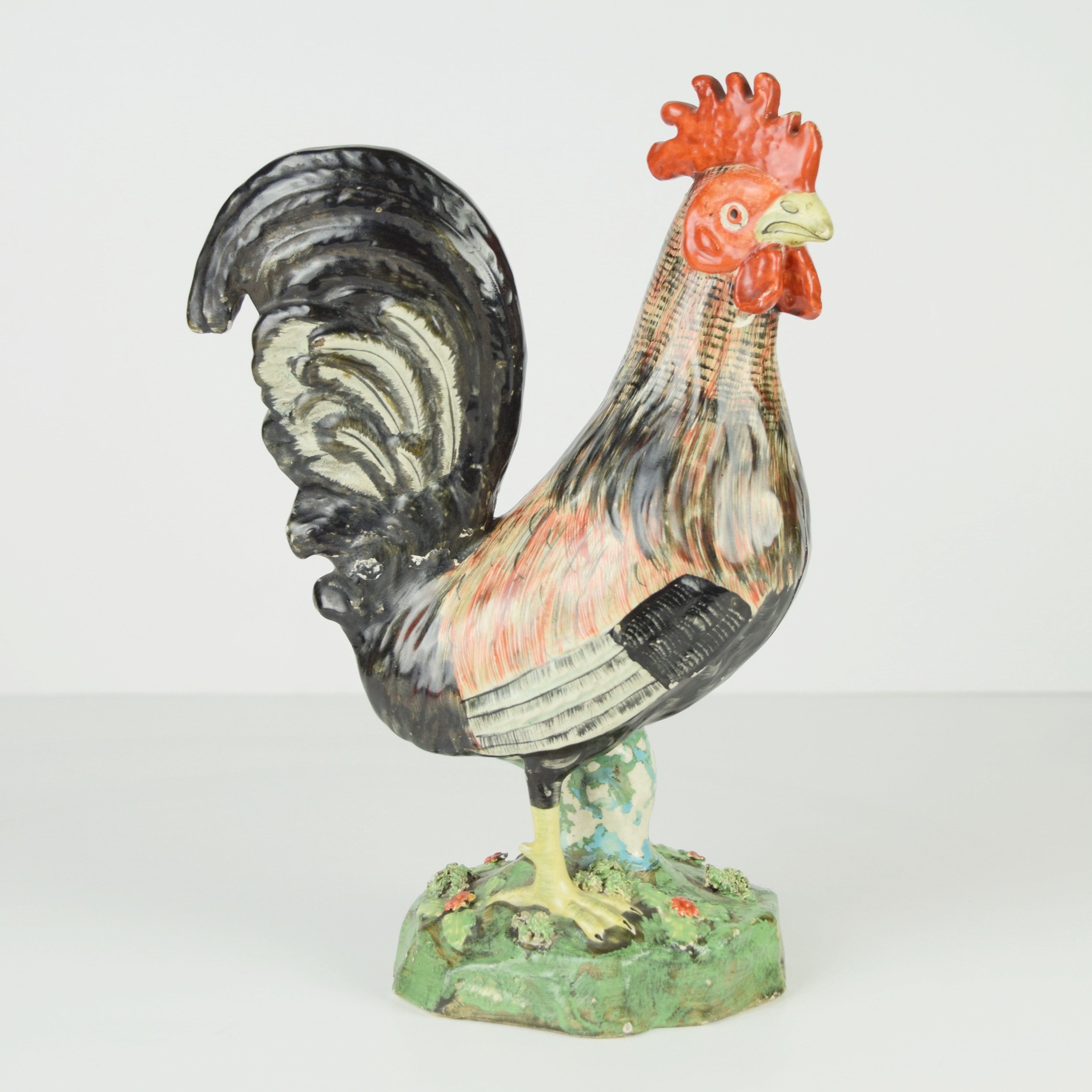 Antique Italian Capodimonte Hand Painted Ceramic Rooster
