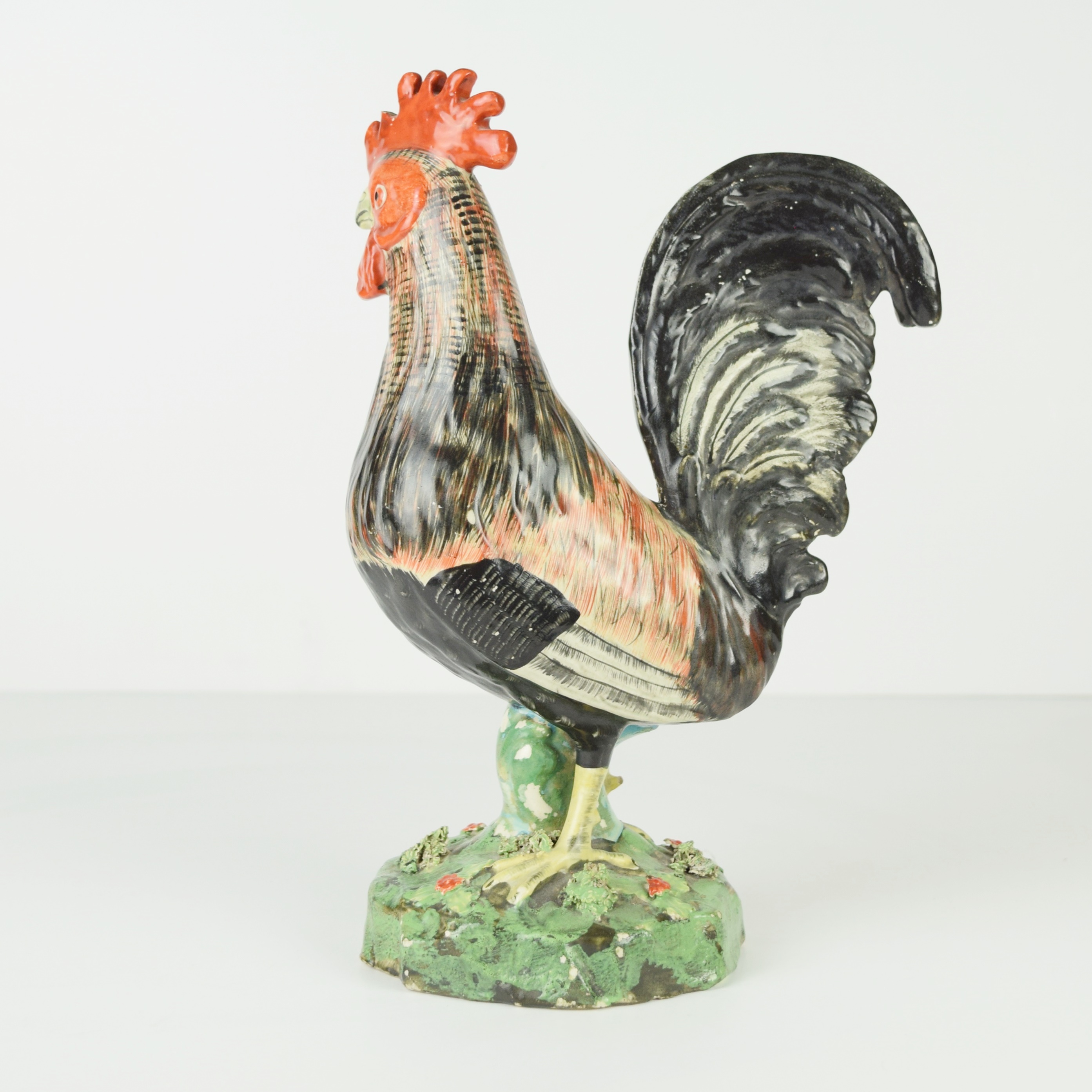 Antique Italian Capodimonte Hand Painted Ceramic Rooster