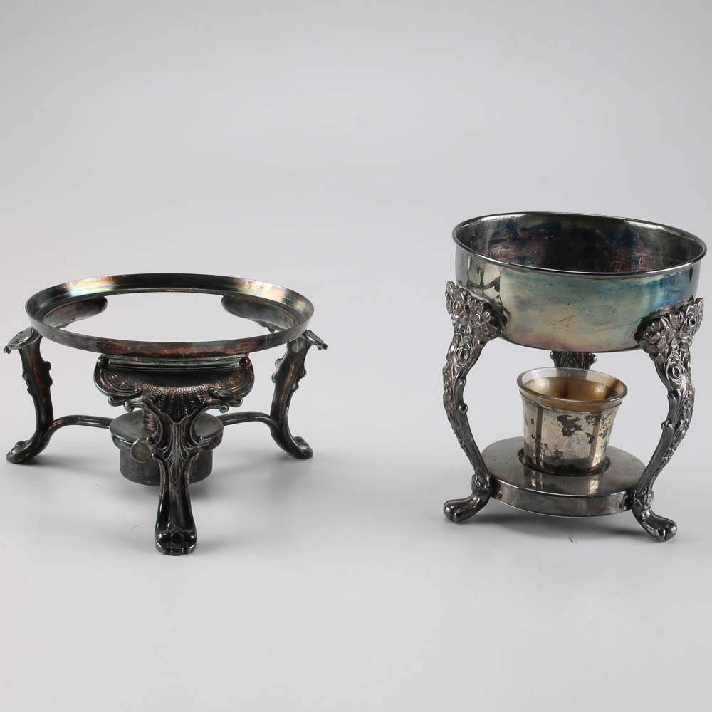Vintage Silver Plate Chafing Dish Stands
