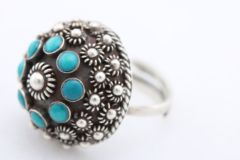 Sterling Silver Turquoise Ring and Earrings