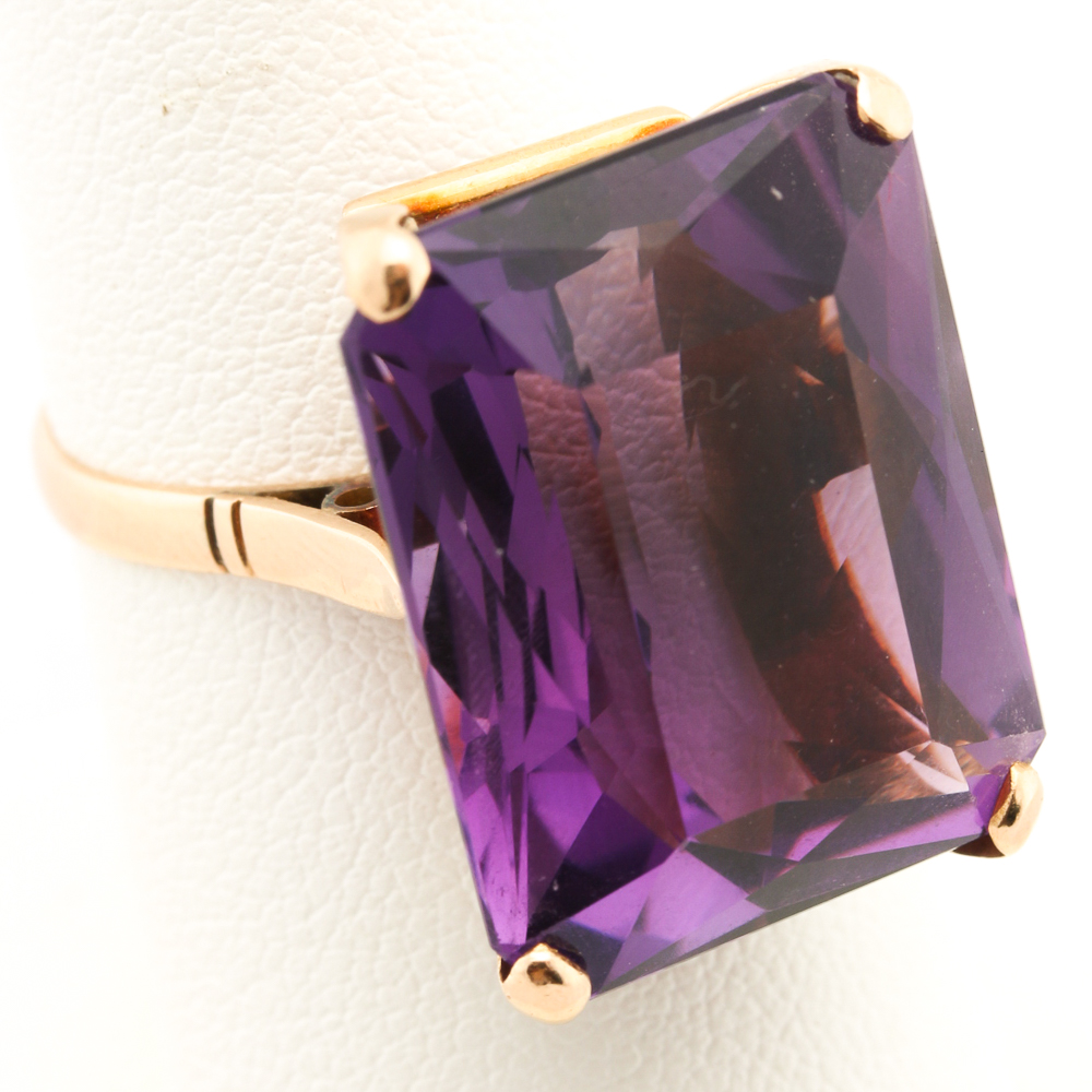 10K Yellow Gold Amethyst Ring