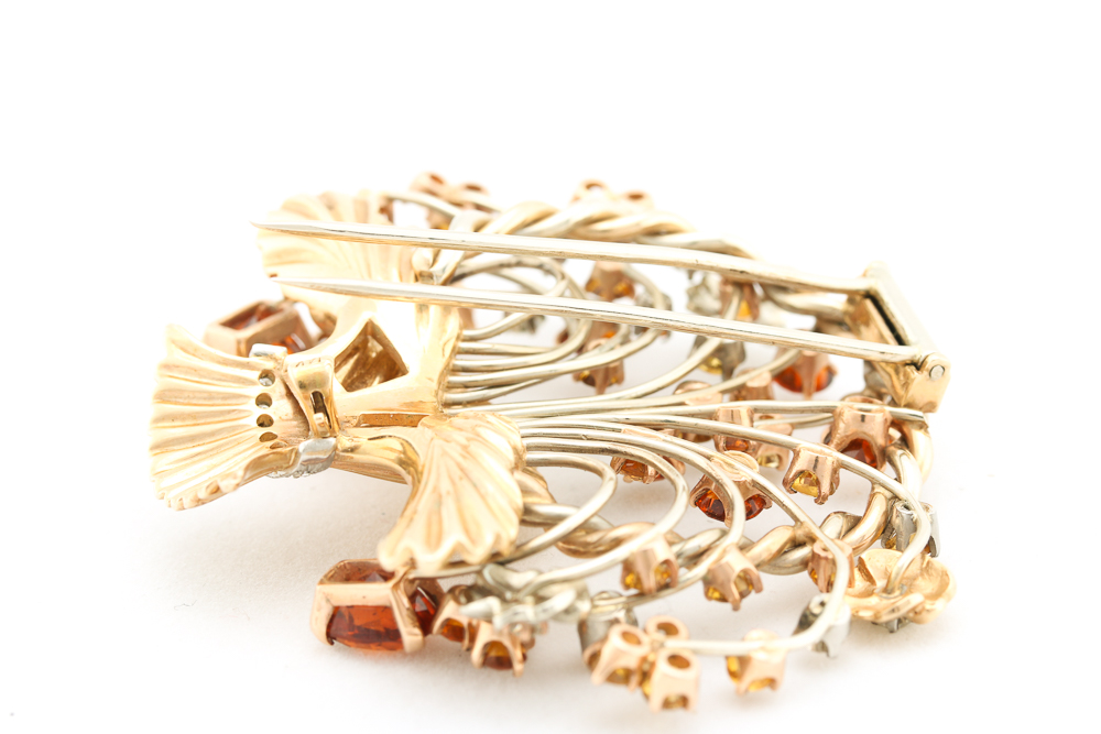 Circa 1940 14K Yellow Gold Bouquet Dress Brooch