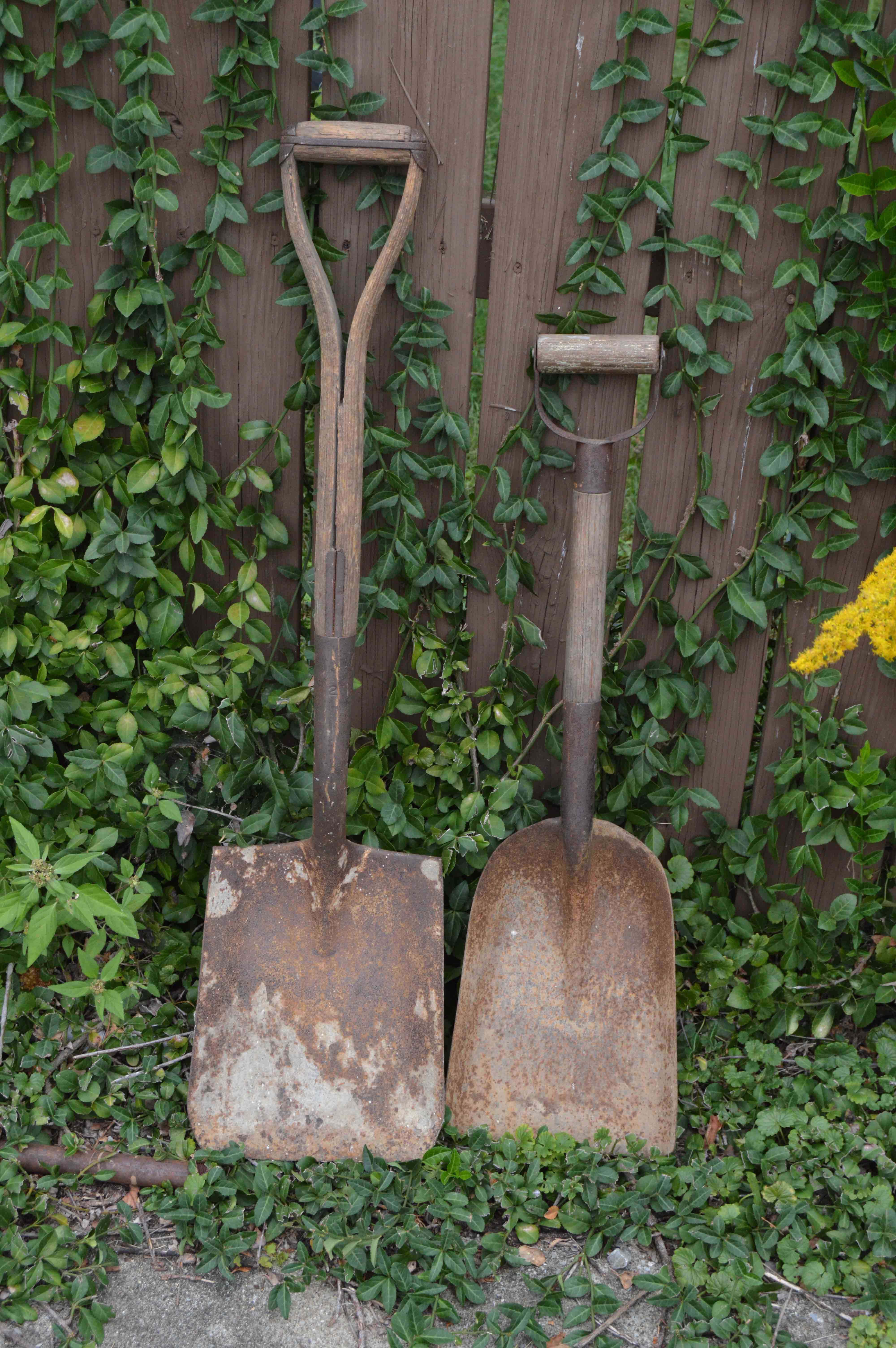 Vintage Push Reel Manual Mower with Shovels