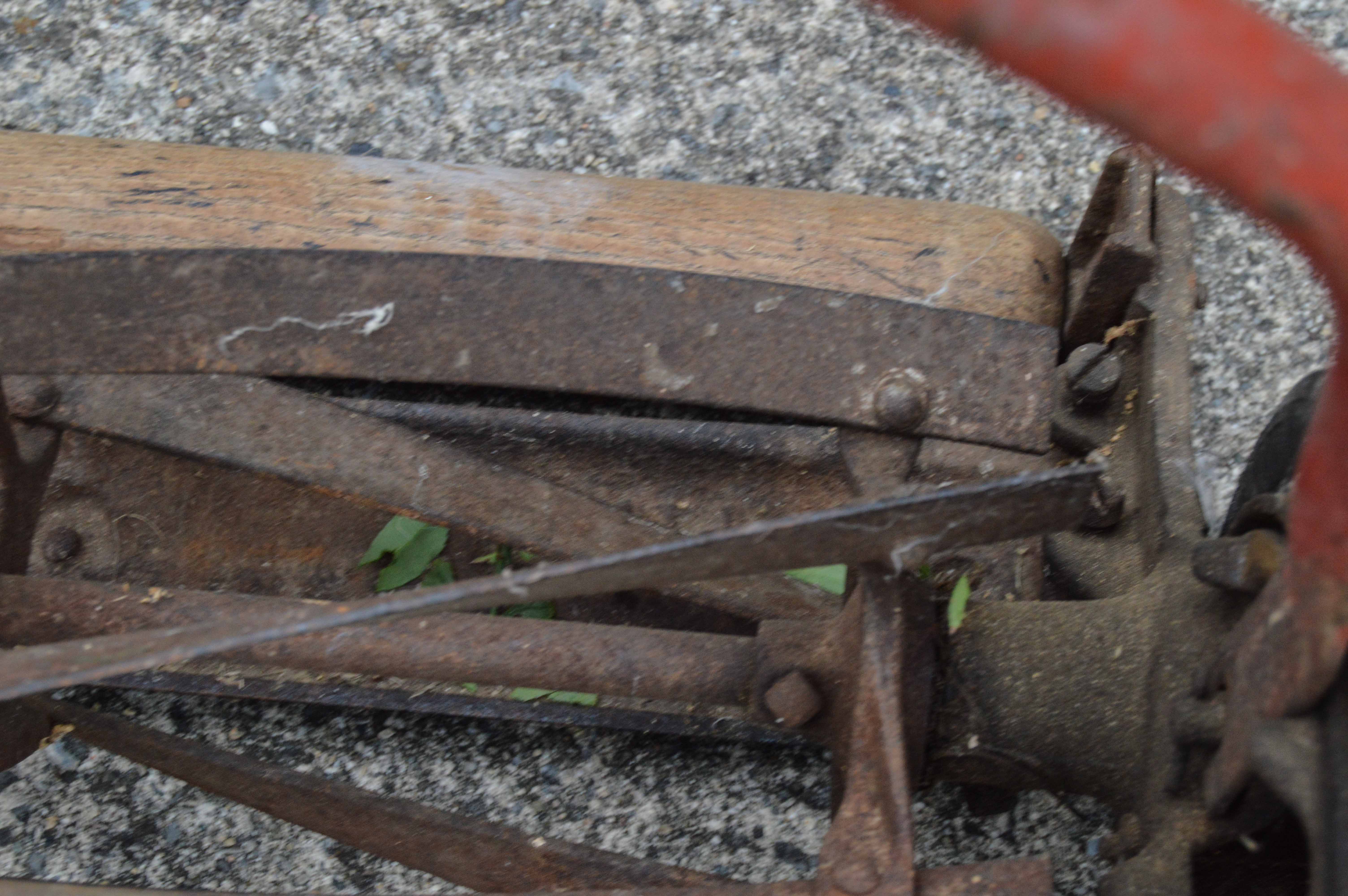 Vintage Push Reel Manual Mower with Shovels