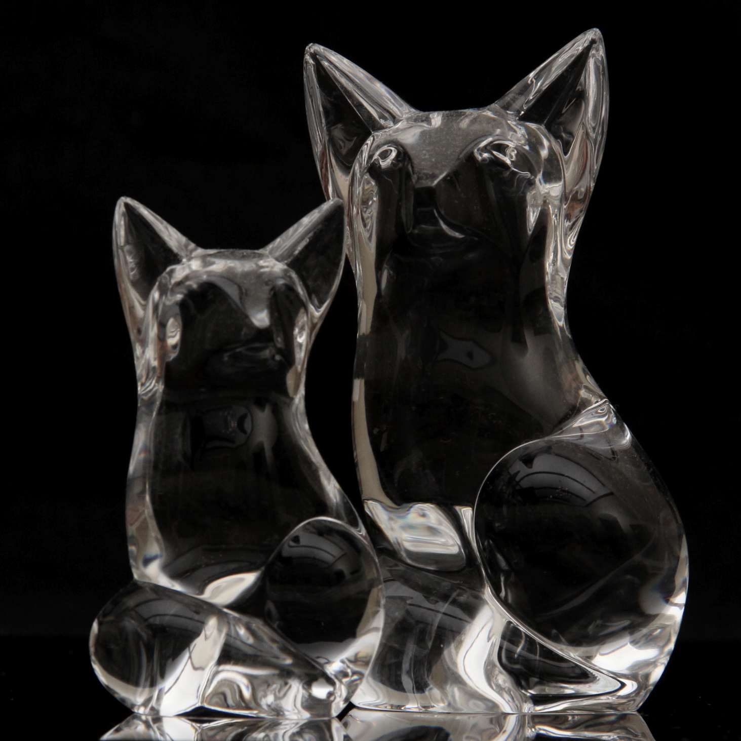 Pair of Steuben Fox Glass Figurines