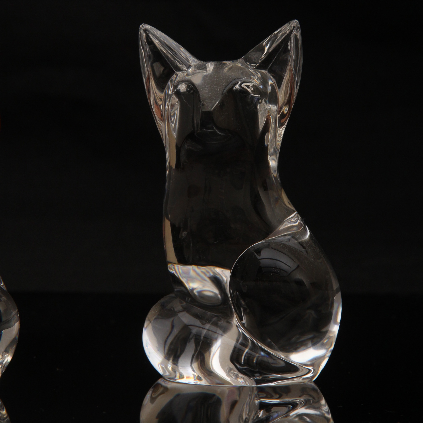 Pair of Steuben Fox Glass Figurines