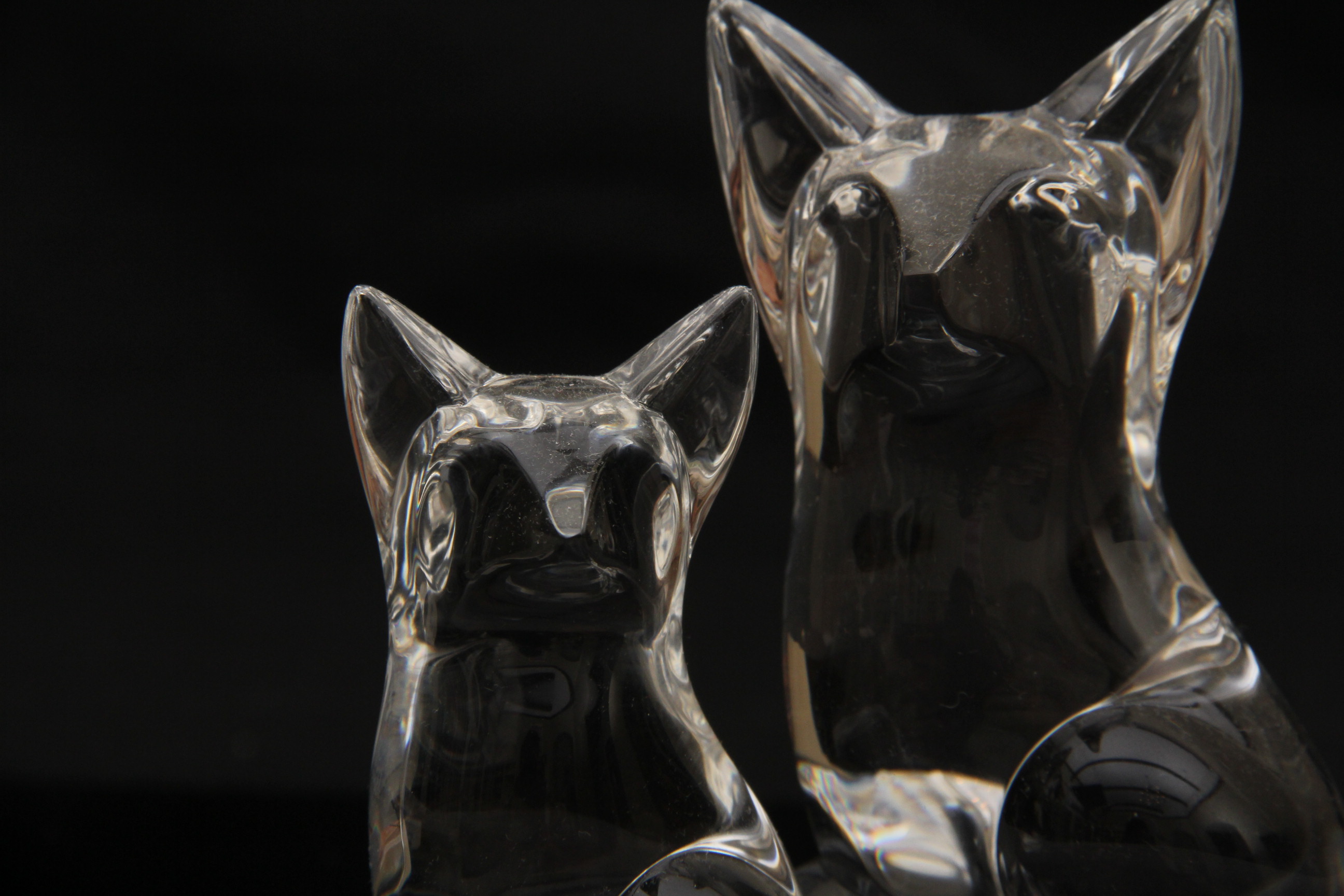 Pair of Steuben Fox Glass Figurines