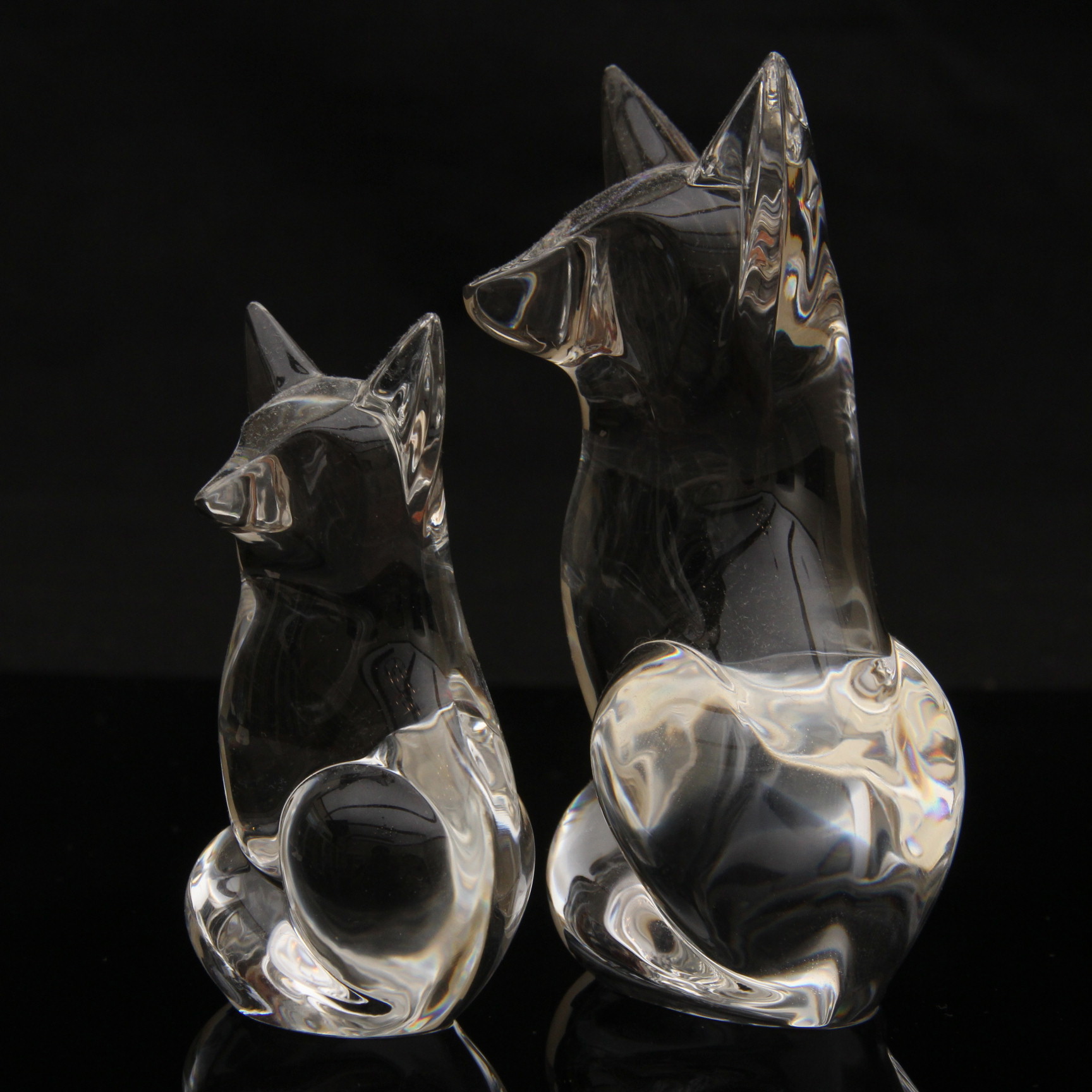Pair of Steuben Fox Glass Figurines