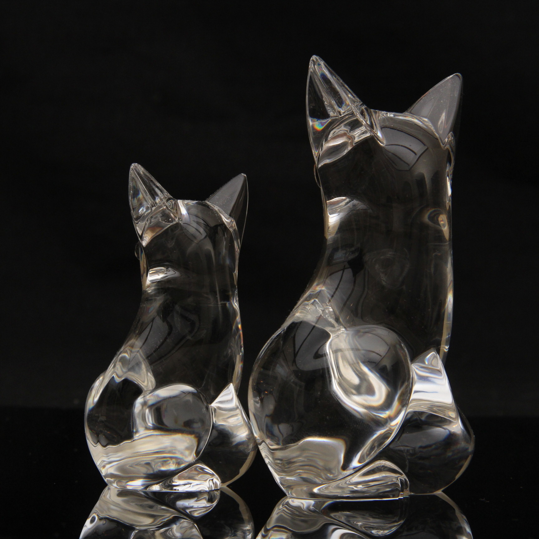 Pair of Steuben Fox Glass Figurines