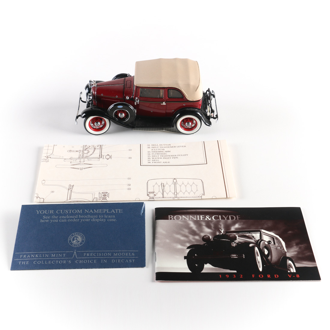 Franklin Mint Limited Edition Bullet Hole Bonnie and Clyde 1932 Ford V-8