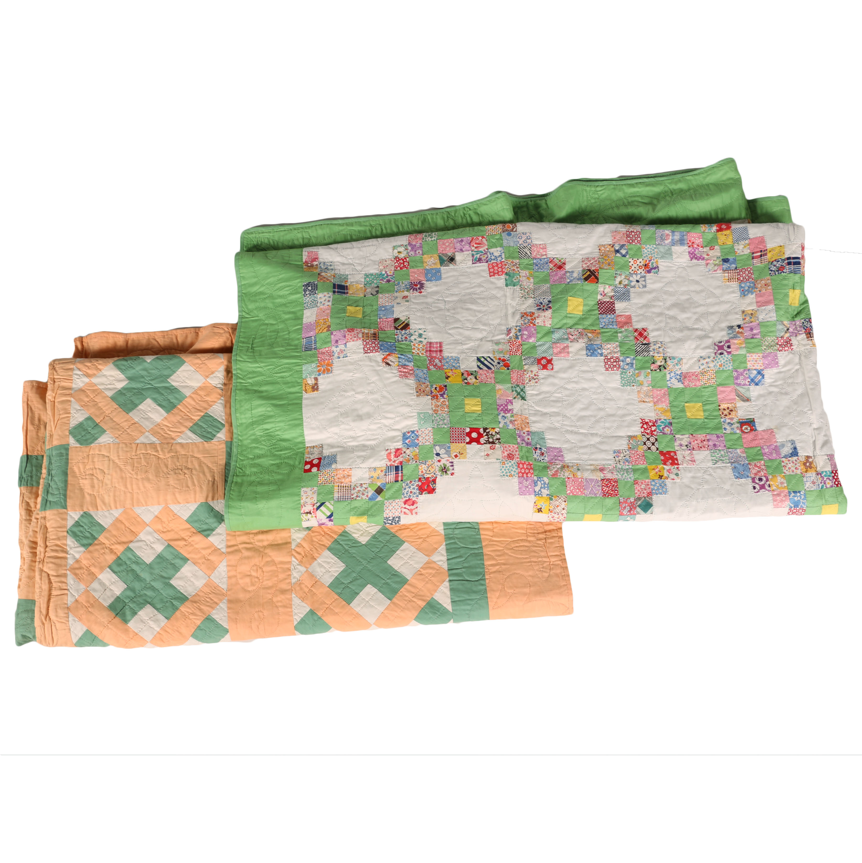Pair of Vintage Hand-Machined Quilts