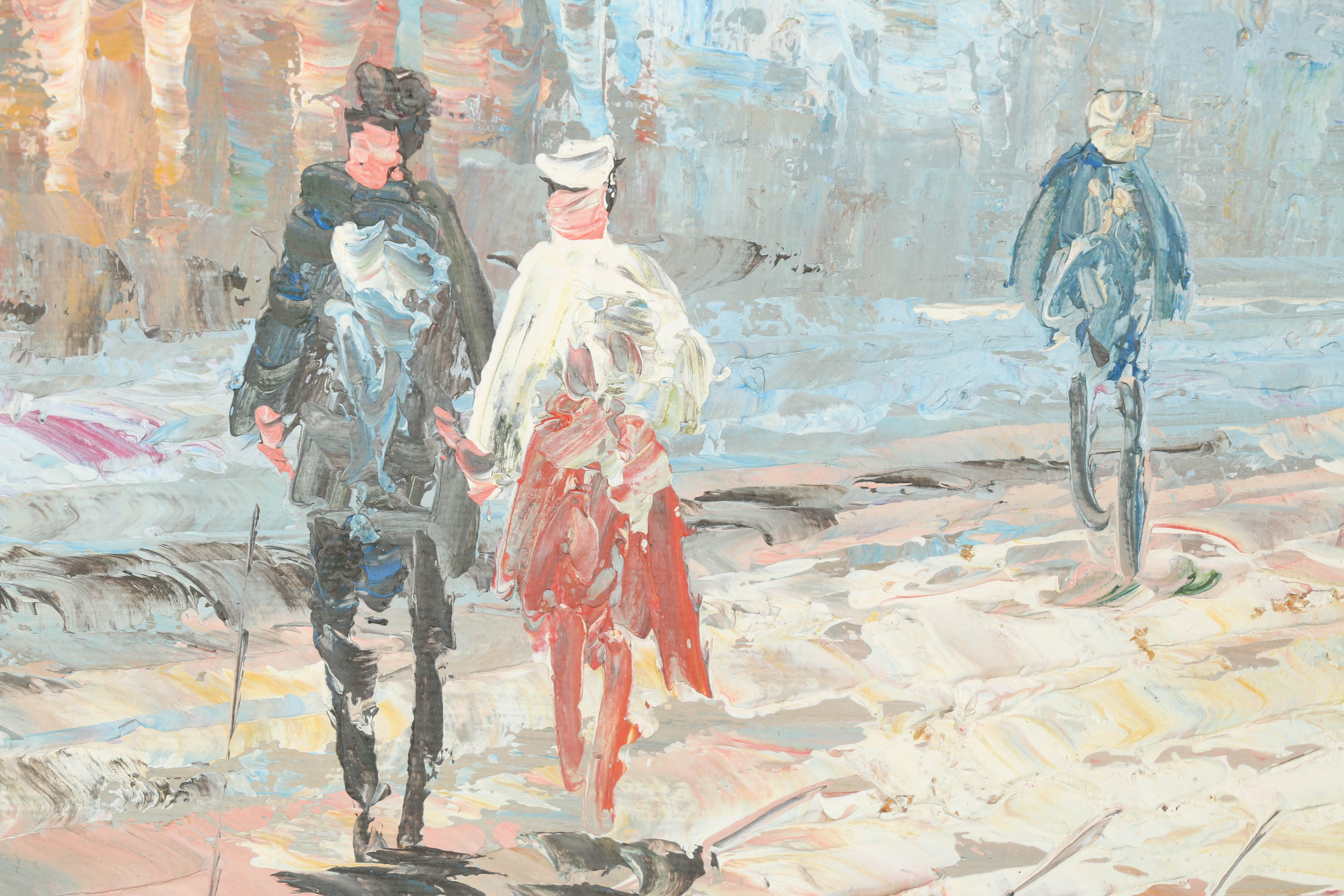 Lucas Signed Oil Painting of Parisian Street Scene