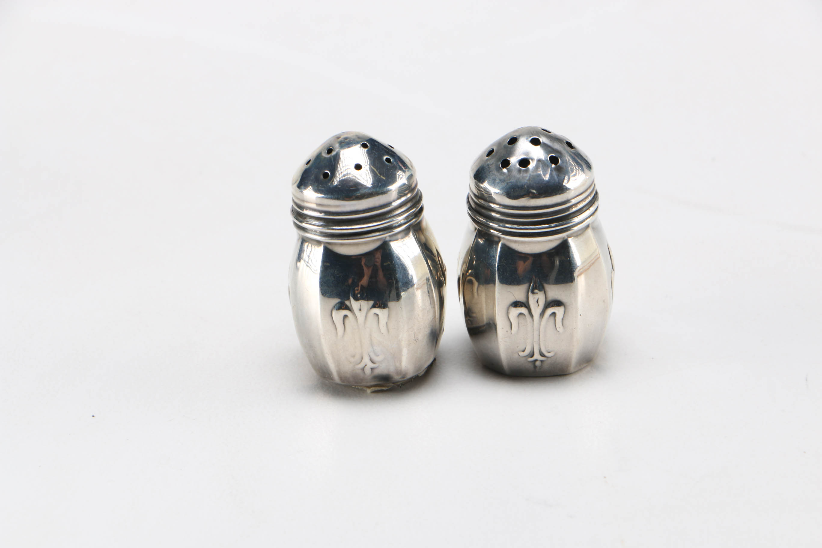 Sterling Silver Salt and Pepper Shakers with Gorham Shoe Brush