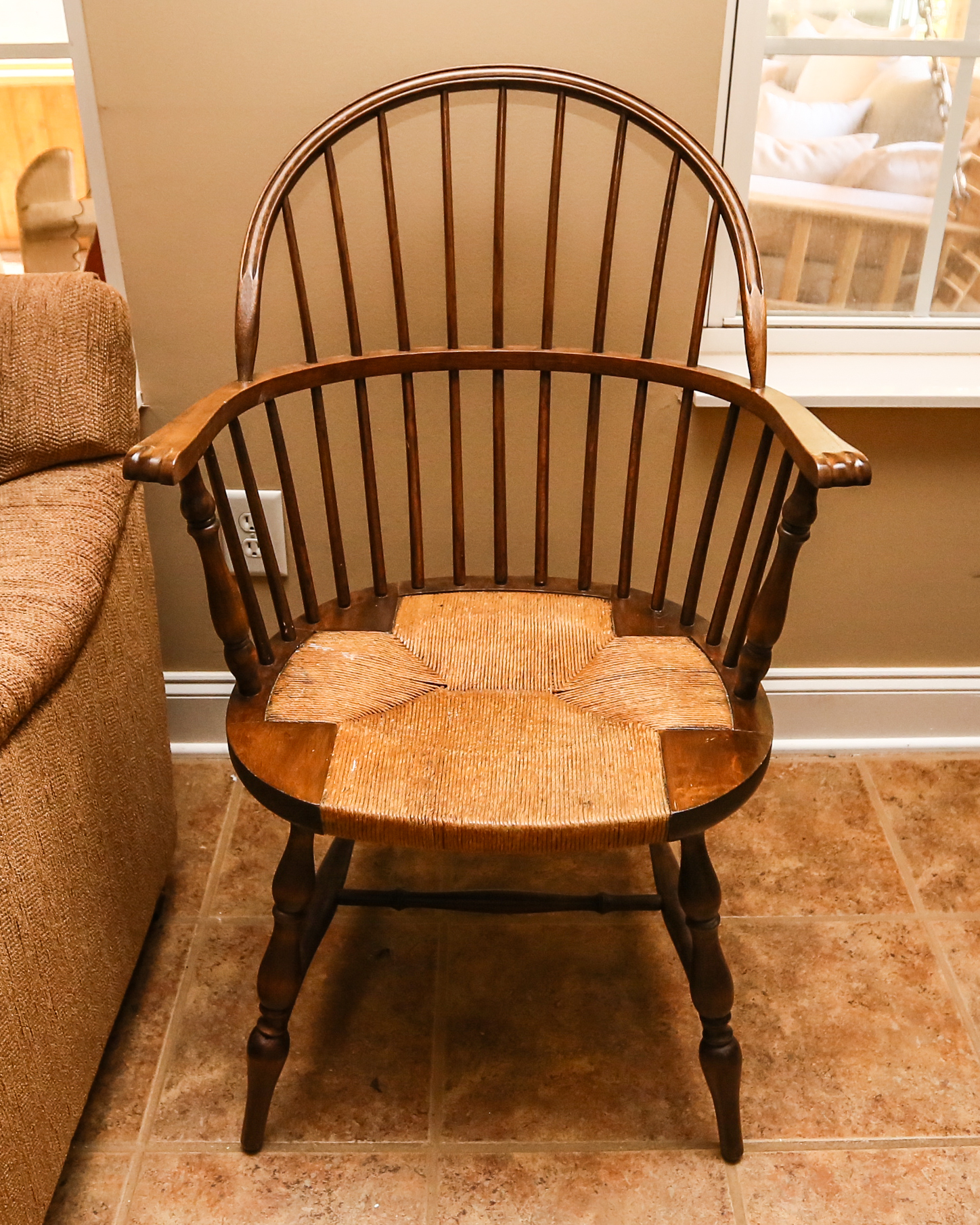 Leather Top Desk with Karpen Mission Windsor Chair