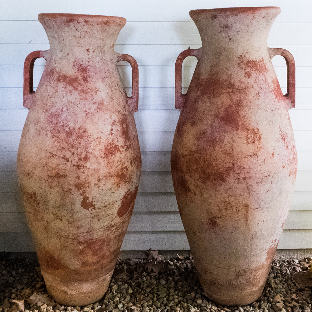 Pair of Large Terracotta Amphora Urns