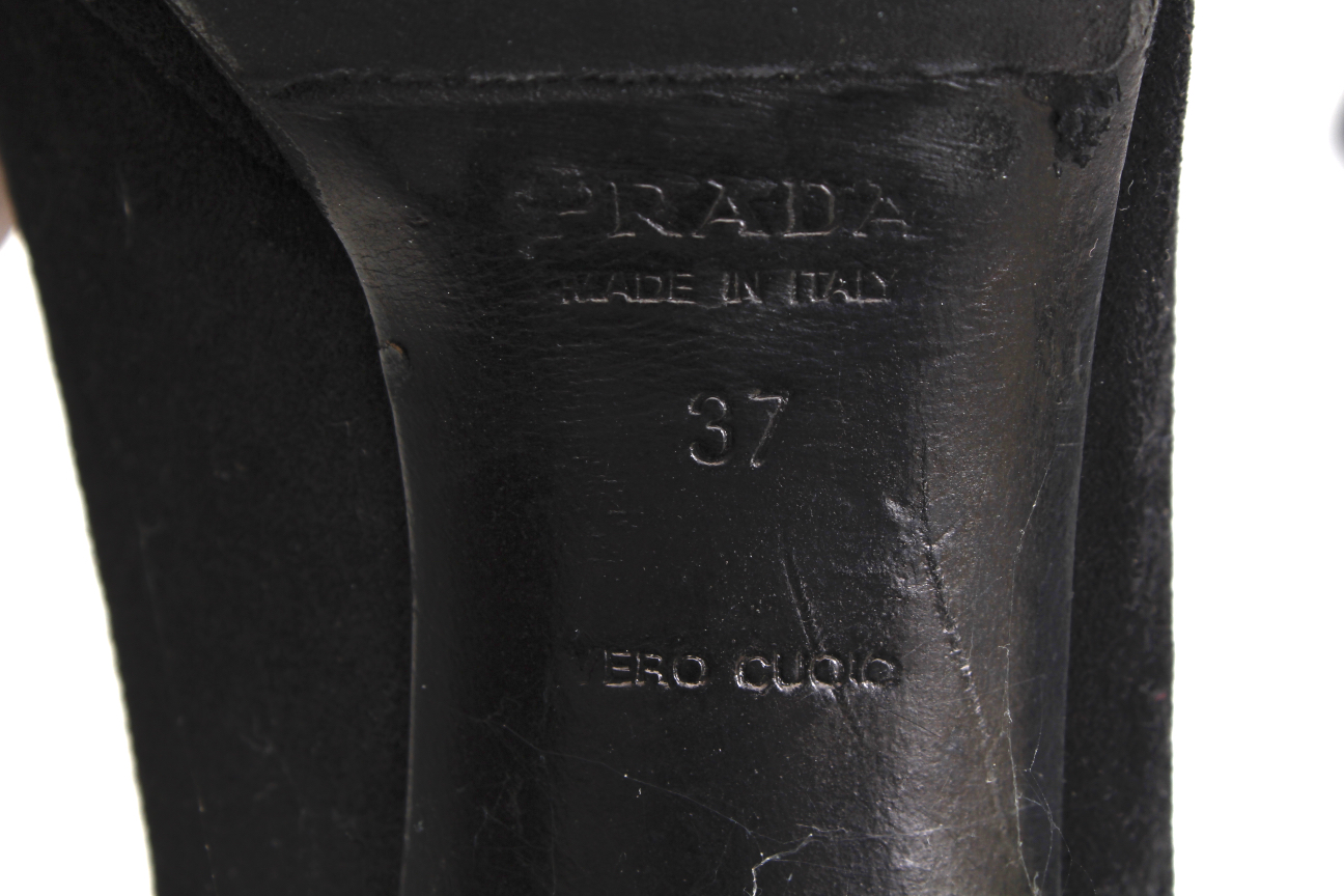 Women's Black Prada and Ferragamo Pumps