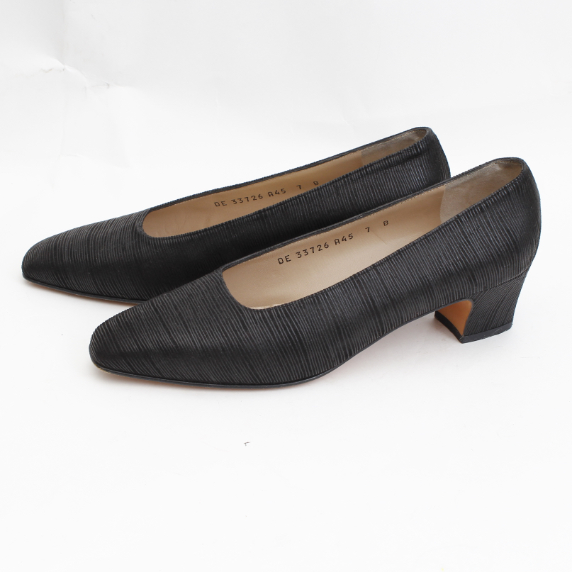 Women's Black Prada and Ferragamo Pumps