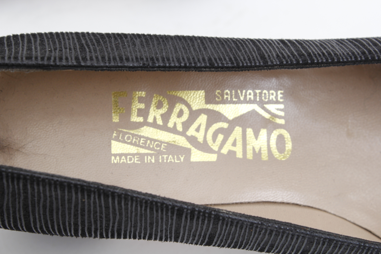 Women's Black Prada and Ferragamo Pumps