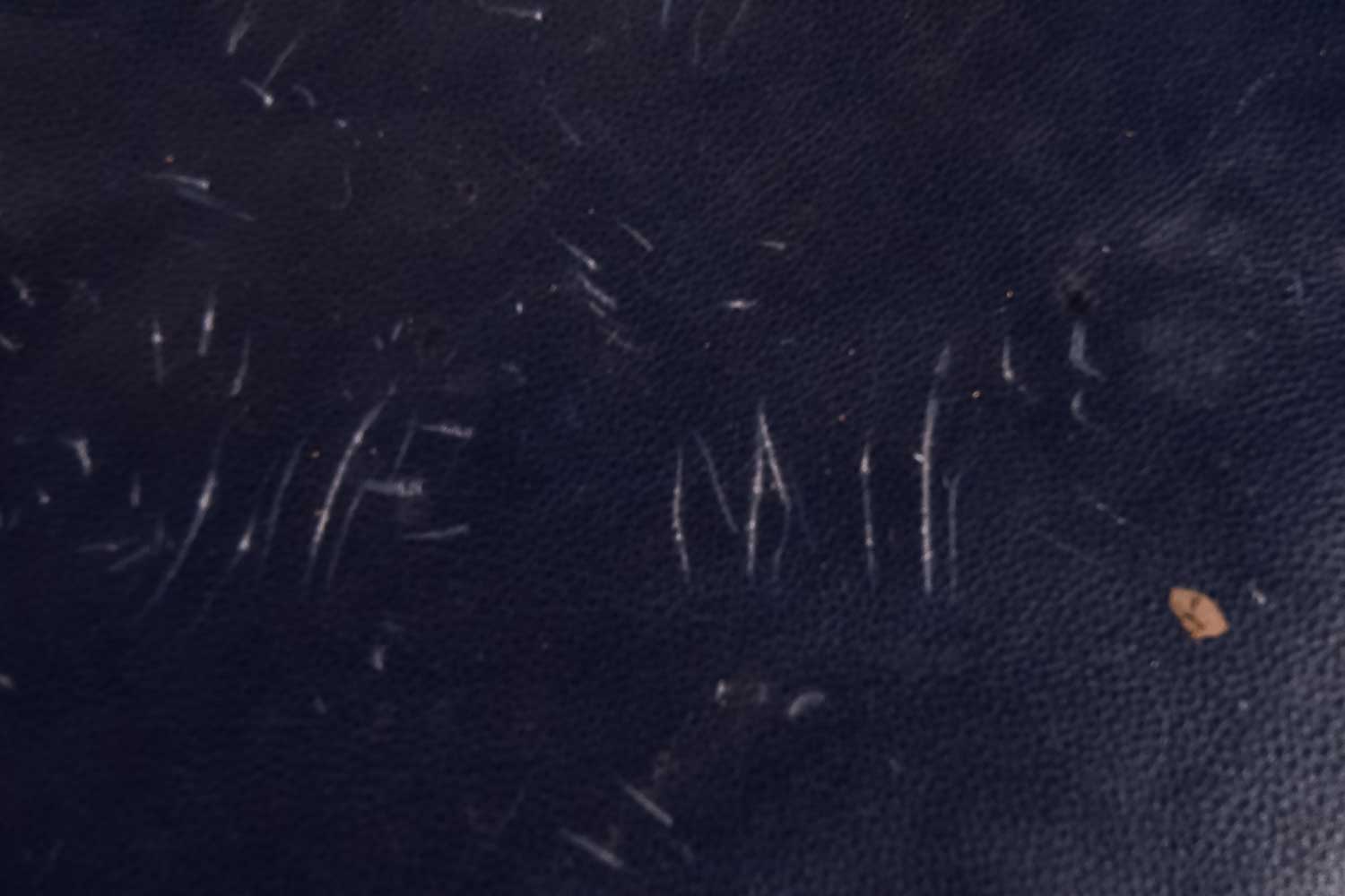 Navy Leather Ottoman