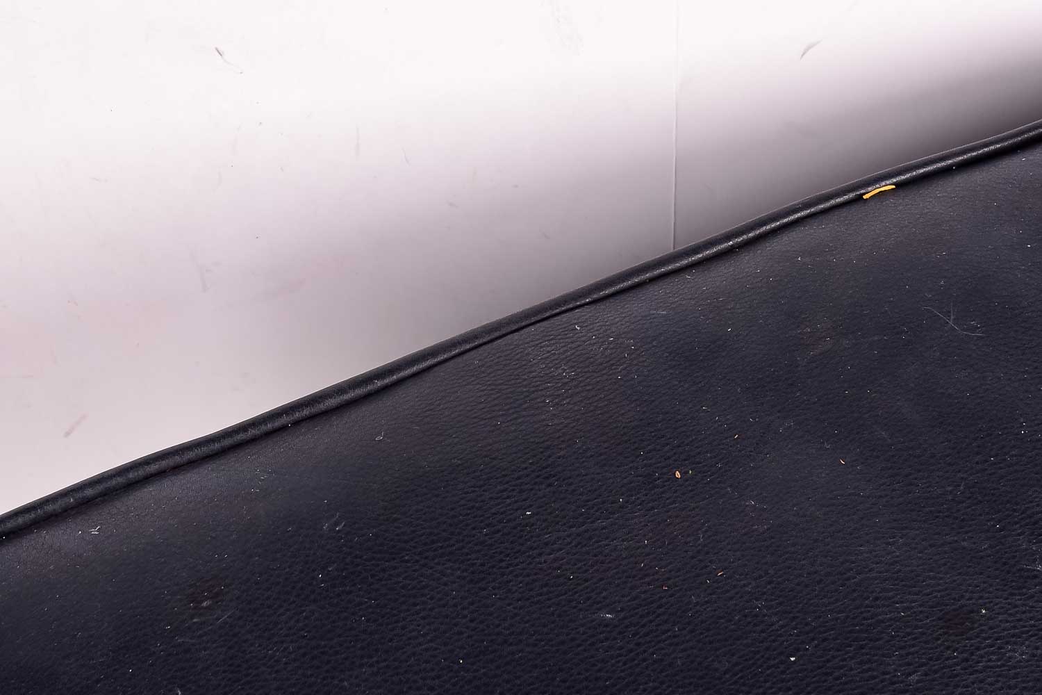 Navy Leather Ottoman