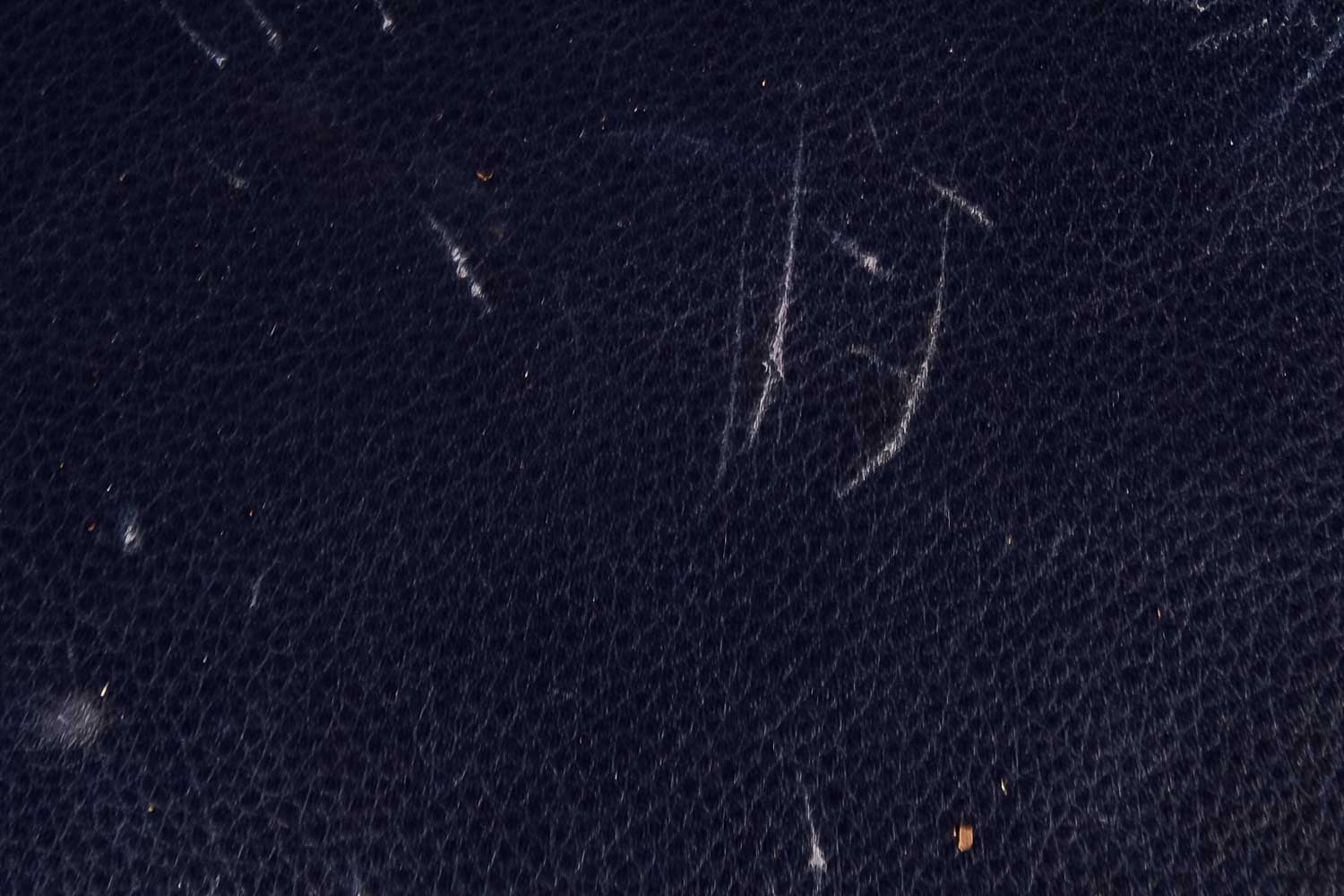 Navy Leather Ottoman