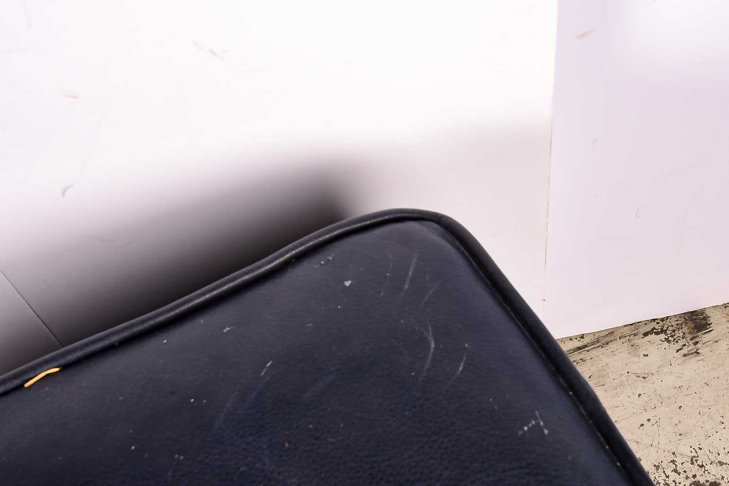 Navy Leather Ottoman