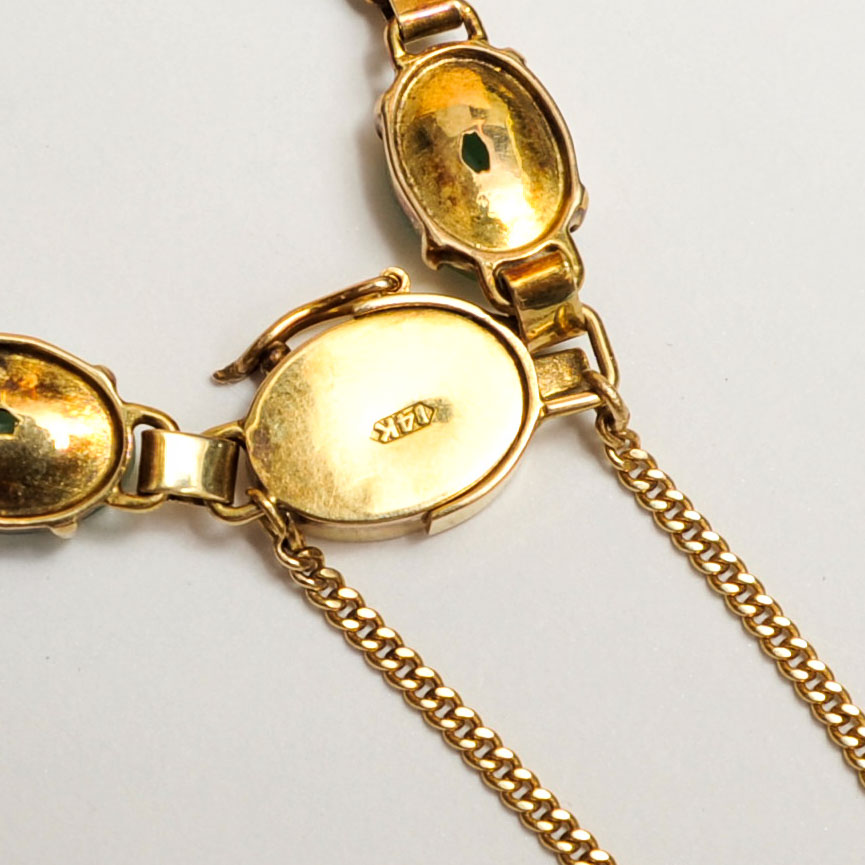 14K Yellow Gold and Jadeite Bracelet