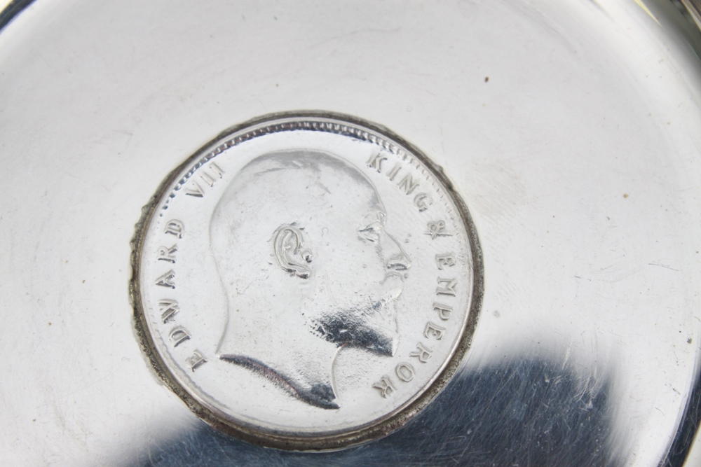 1906 and 1918 Indian Rupee Coin Sterling Silver Dishes
