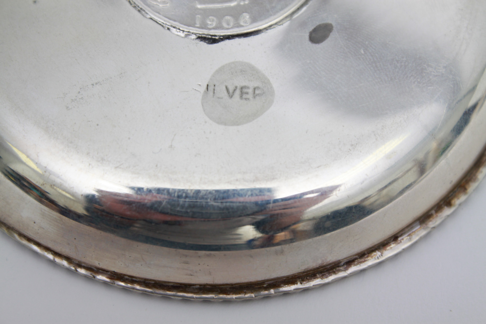 1906 and 1918 Indian Rupee Coin Sterling Silver Dishes