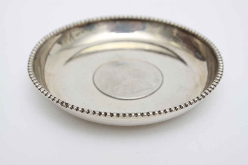 1906 and 1918 Indian Rupee Coin Sterling Silver Dishes