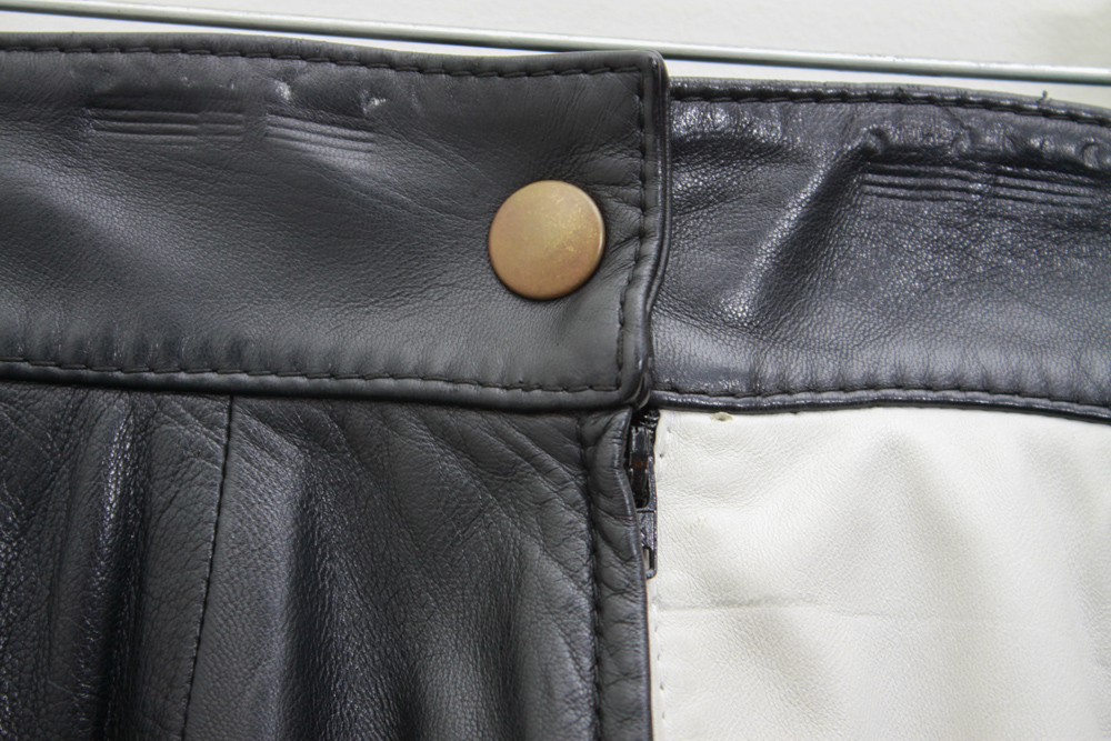 Italian Leather Black and White Checkerboard Skirt