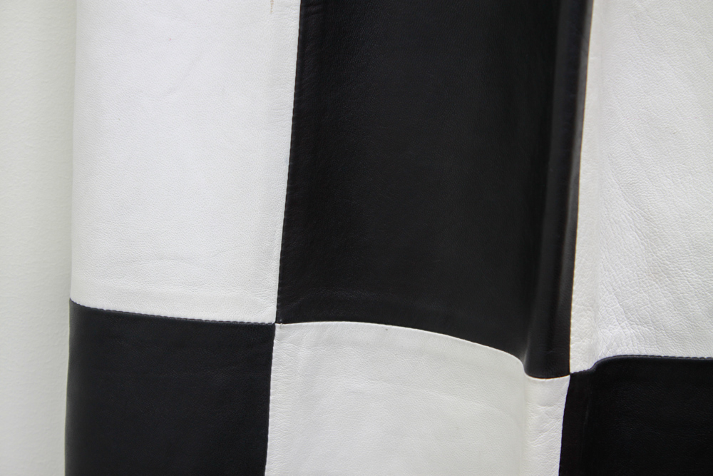 Italian Leather Black and White Checkerboard Skirt