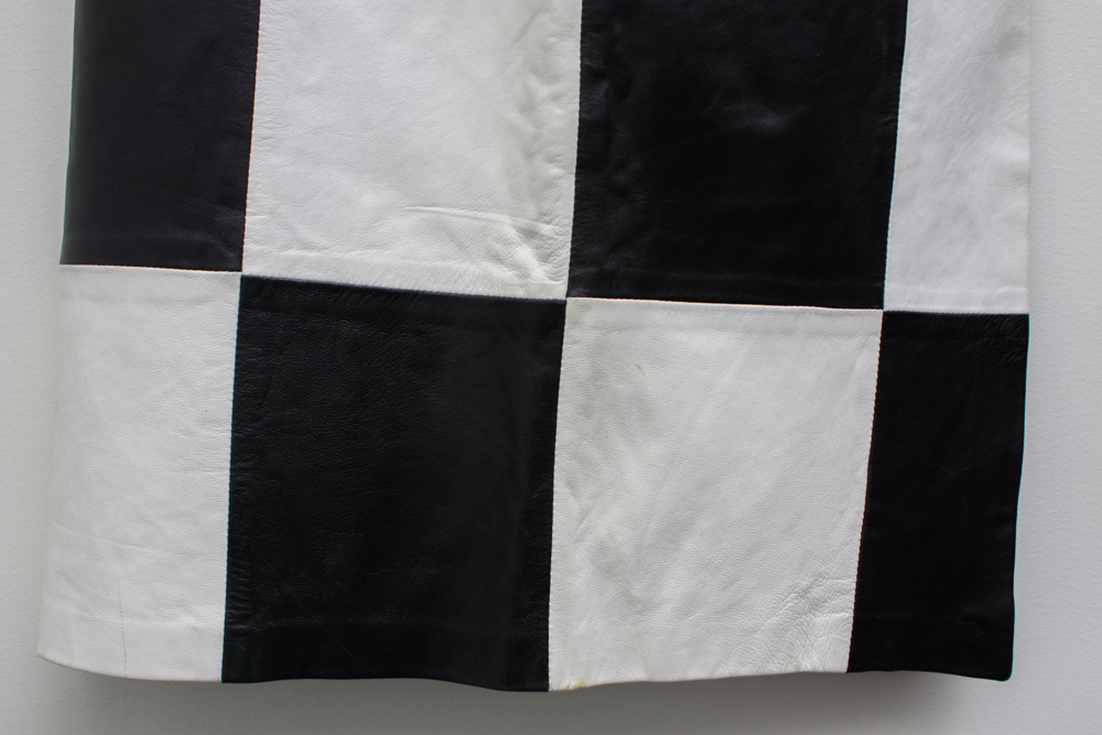 Italian Leather Black and White Checkerboard Skirt