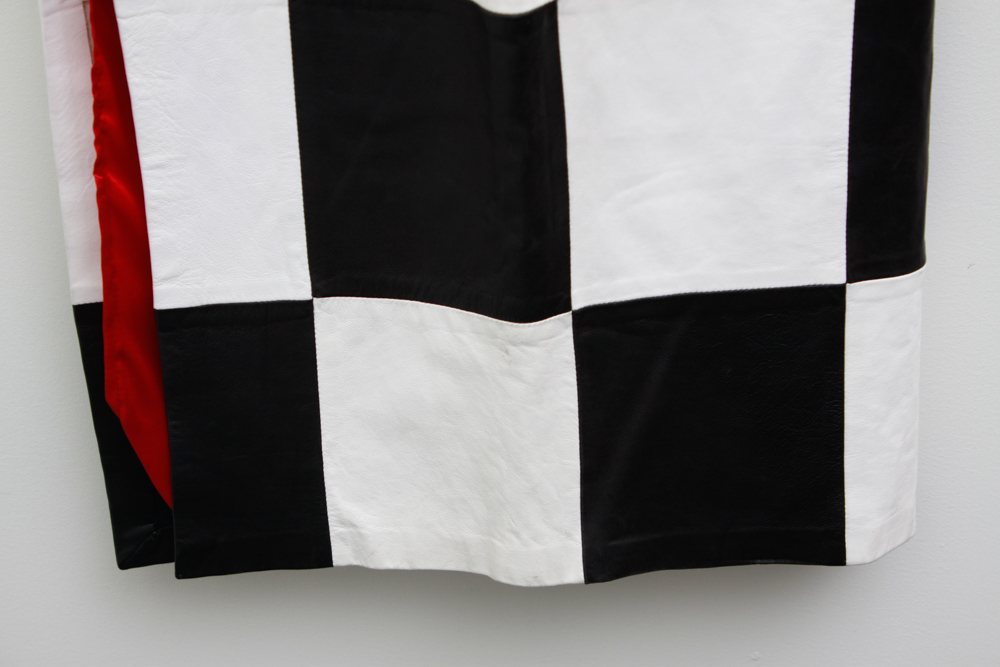 Italian Leather Black and White Checkerboard Skirt