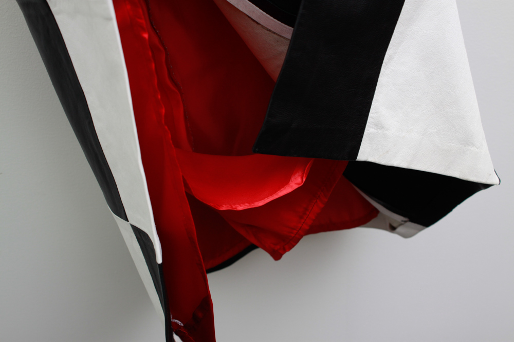 Italian Leather Black and White Checkerboard Skirt