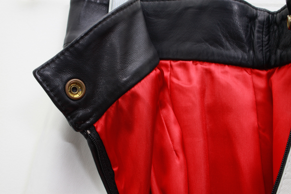 Italian Leather Black and White Checkerboard Skirt