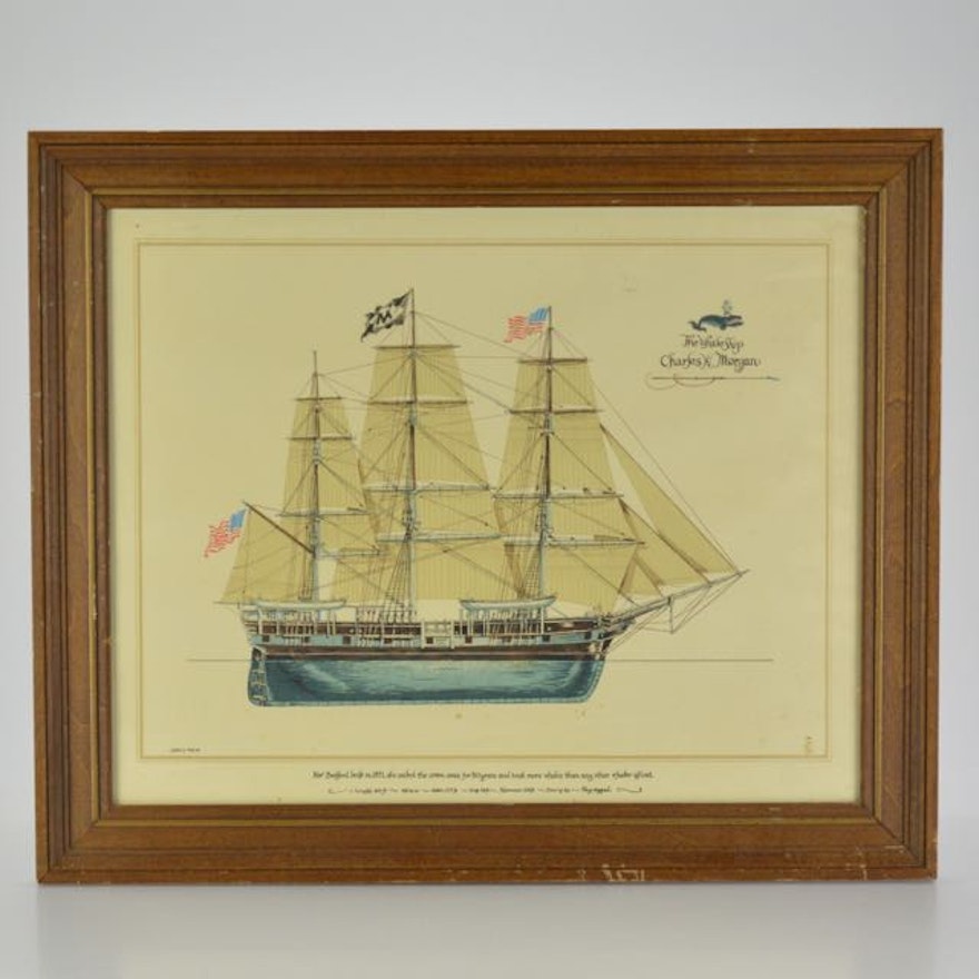 Joseph Phelan Chromolithograph "The Whale Ship Charles W. Morgan"
