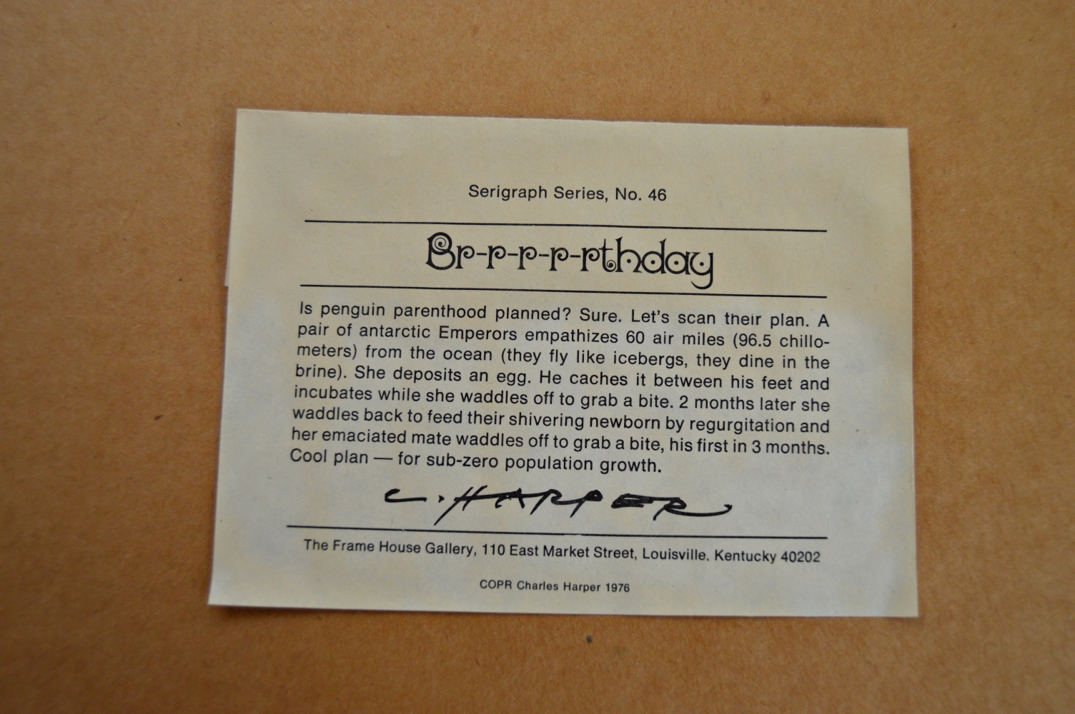 Charley Harper Signed Limited Edition Serigraph "Br-r-r-r-rthday"