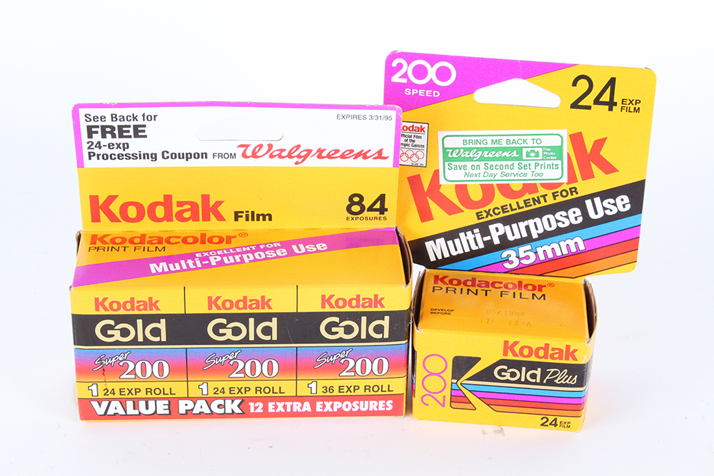 Collection of Vintage Kodak Cameras, Film, and Lloyd's Daylight Loader