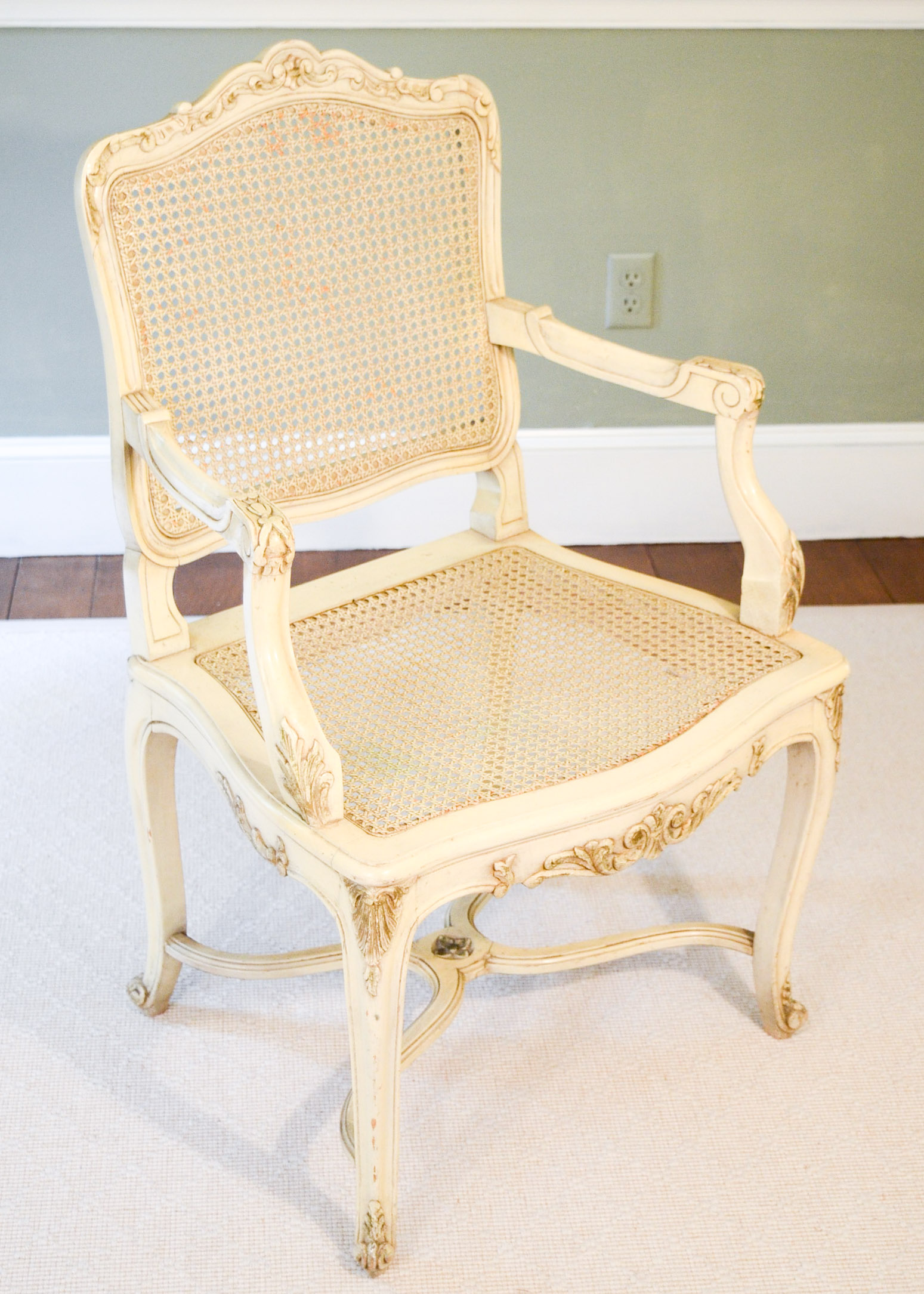 Vintage Caned French Provincial Arm Chair